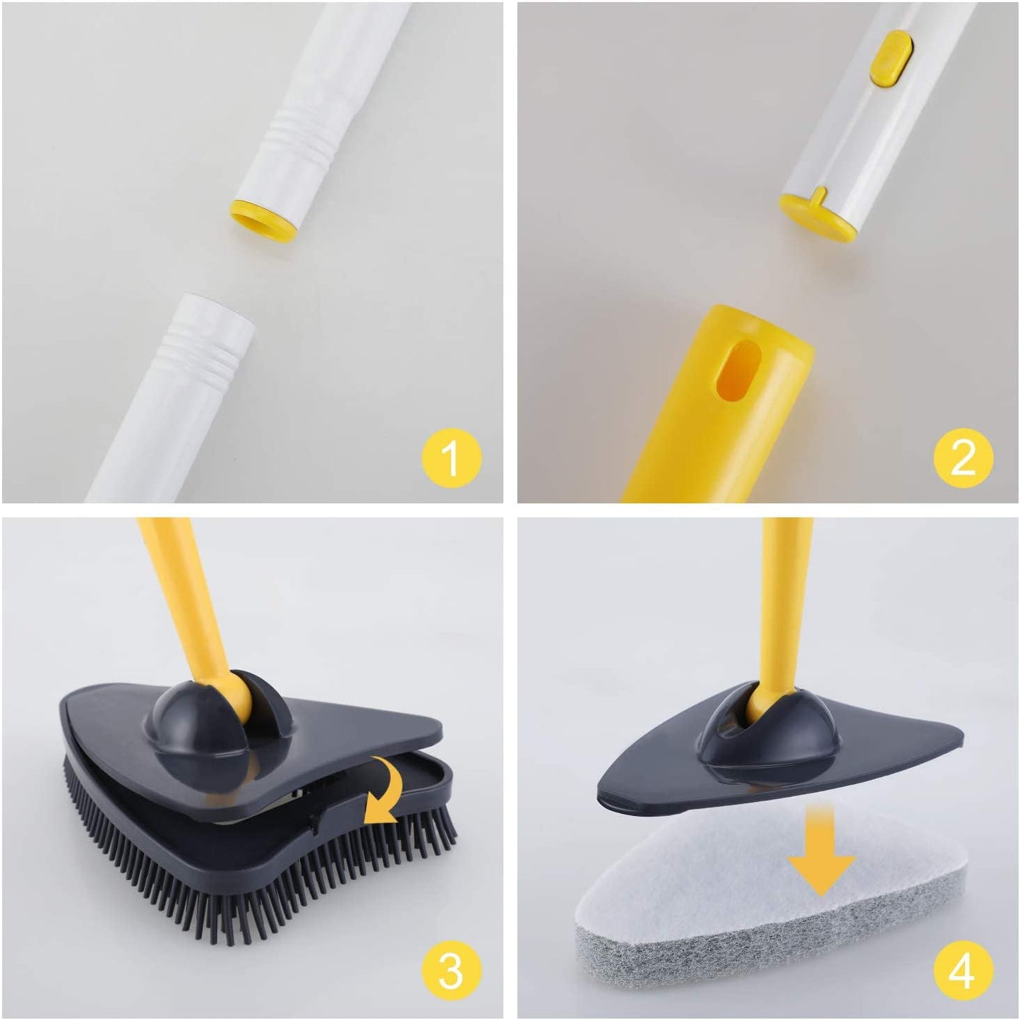 Durable Bathtub Brush – Rotating Triangular Head & Replaceable Scrubbing Pads