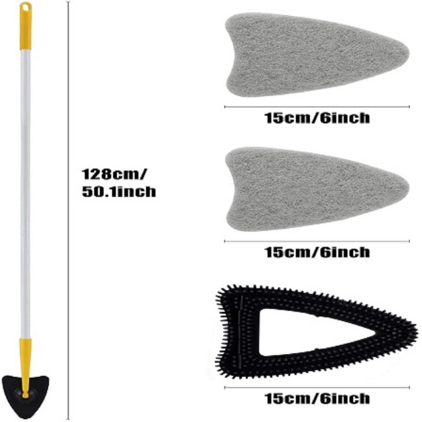 Durable Bathtub Brush – Rotating Triangular Head & Replaceable Scrubbing Pads