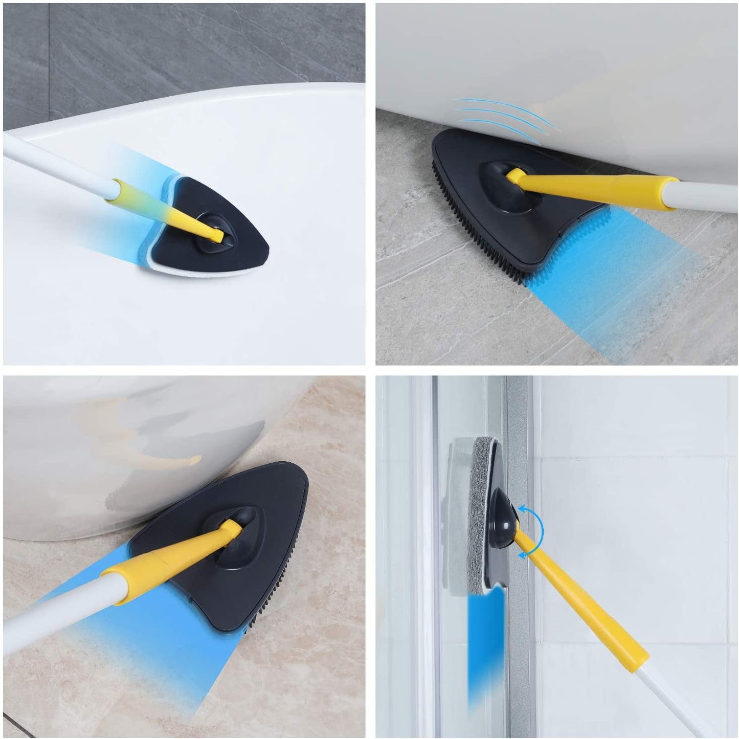 Durable Bathtub Brush – Rotating Triangular Head & Replaceable Scrubbing Pads