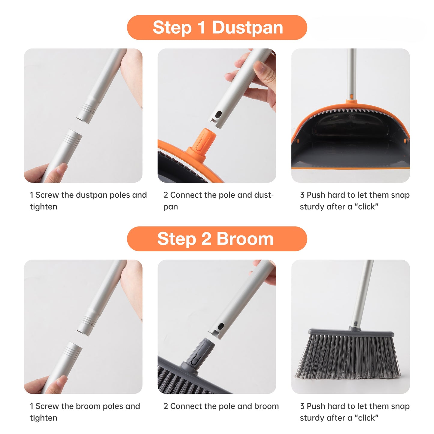 Adjustable Broom & Dustpan Set – Durable Bristles & Easy Assembly