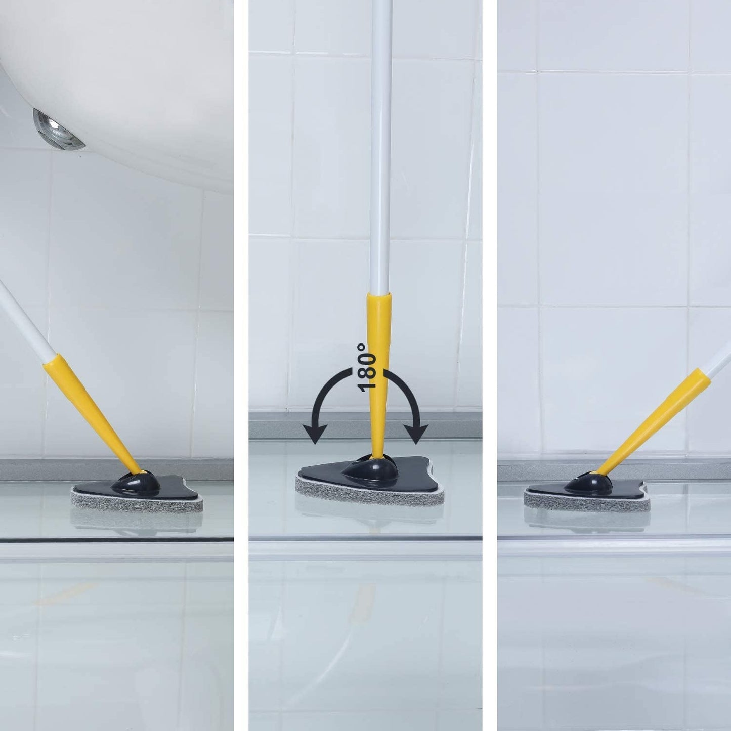 Durable Bathtub Brush – Rotating Triangular Head & Replaceable Scrubbing Pads