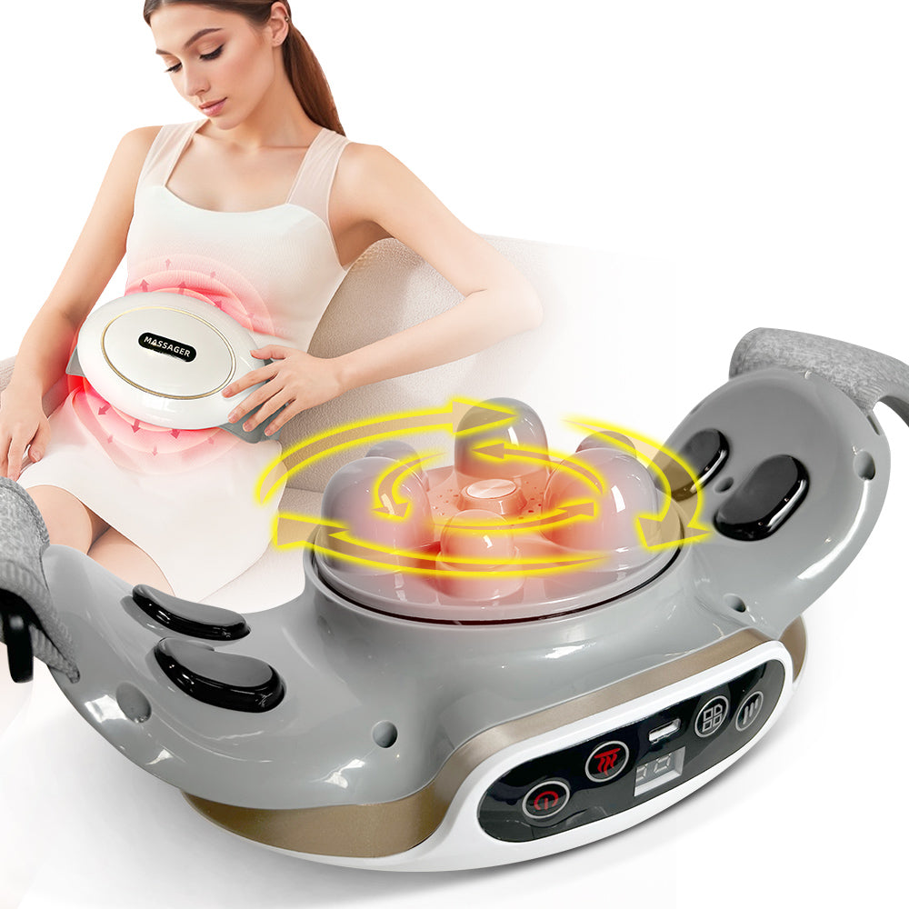 Wireless Heated Abdominal Massager with 3D Kneading & Adjustable Intensity