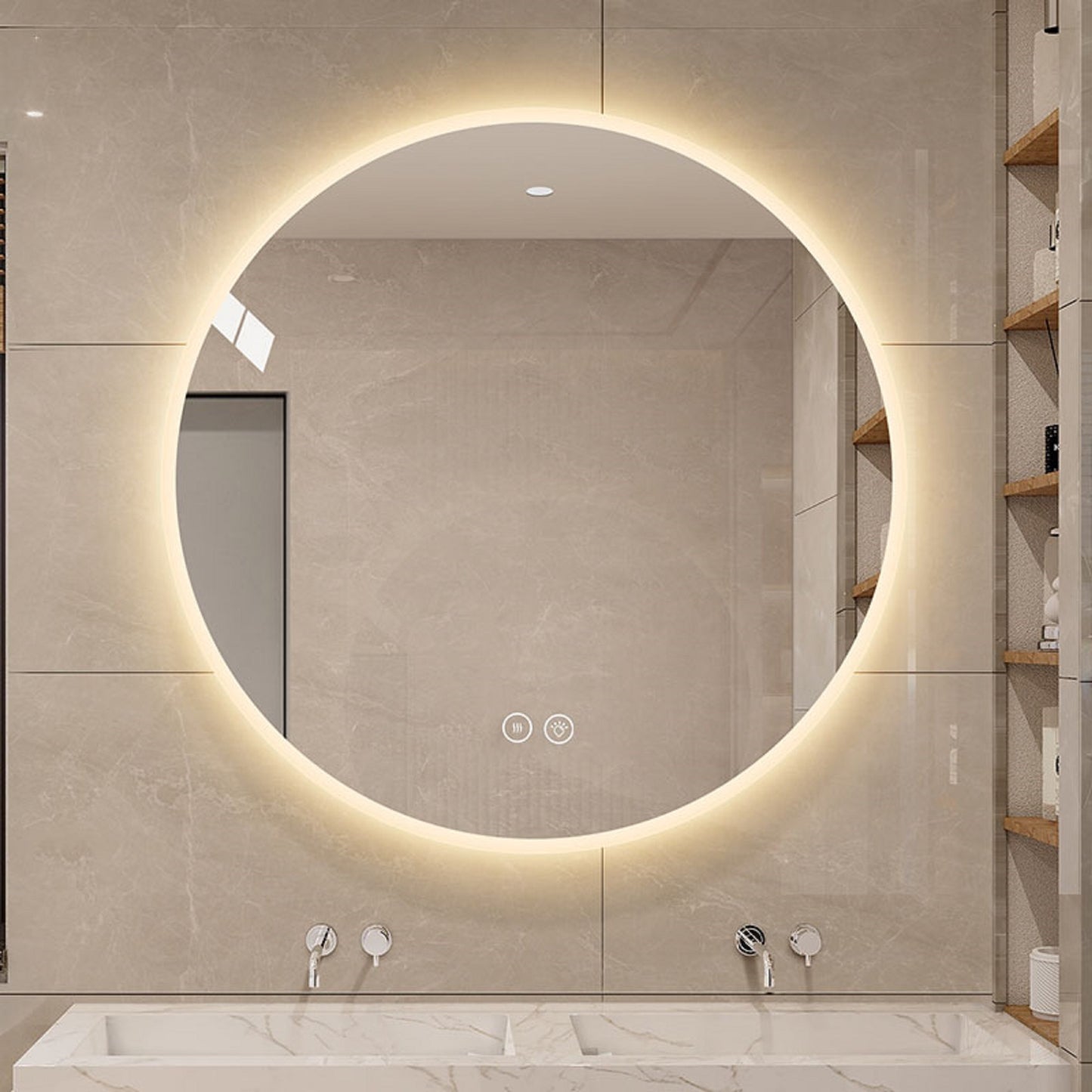Frameless Round Bathroom Mirror with Light YL026