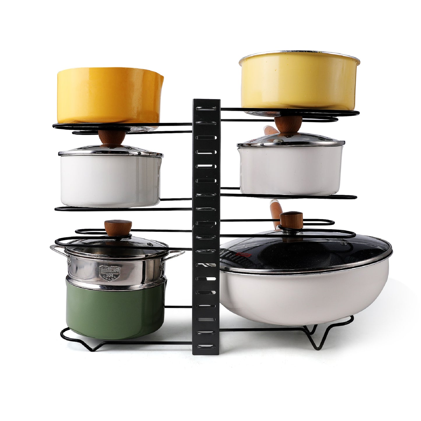 Adjustable Pot Rack – Customizable Dividers & 3 Mounting Options for Easy Kitchen Organization