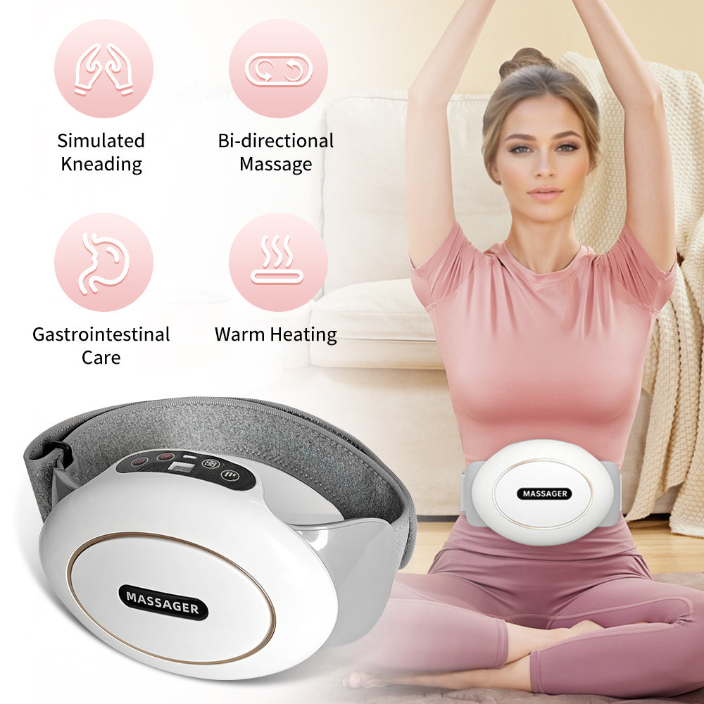 Wireless Heated Abdominal Massager with 3D Kneading & Adjustable Intensity