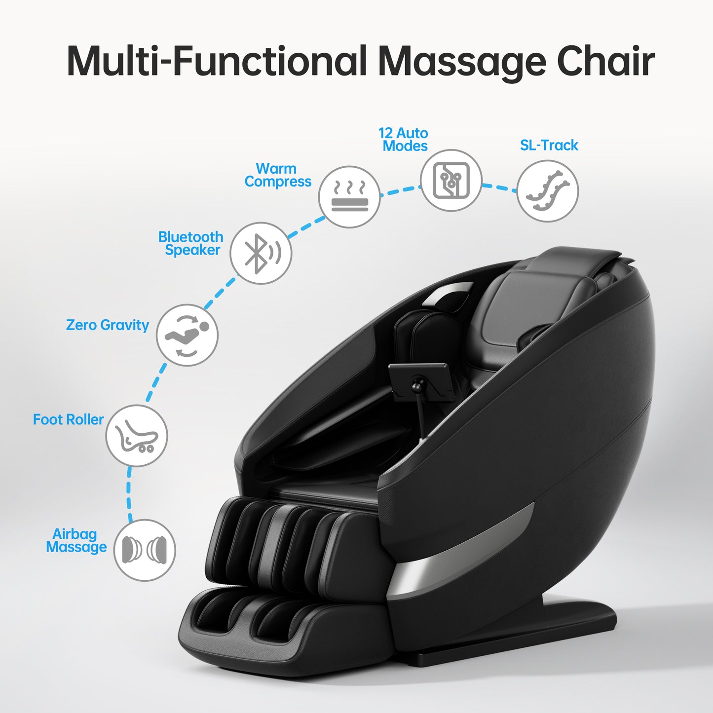Advanced Full-Body Massage Chair with Customizable Settings, Heat & Bluetooth Music MC-612