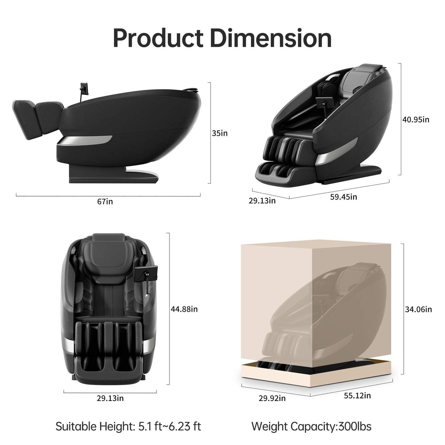 Advanced Full-Body Massage Chair with Customizable Settings, Heat & Bluetooth Music MC-612