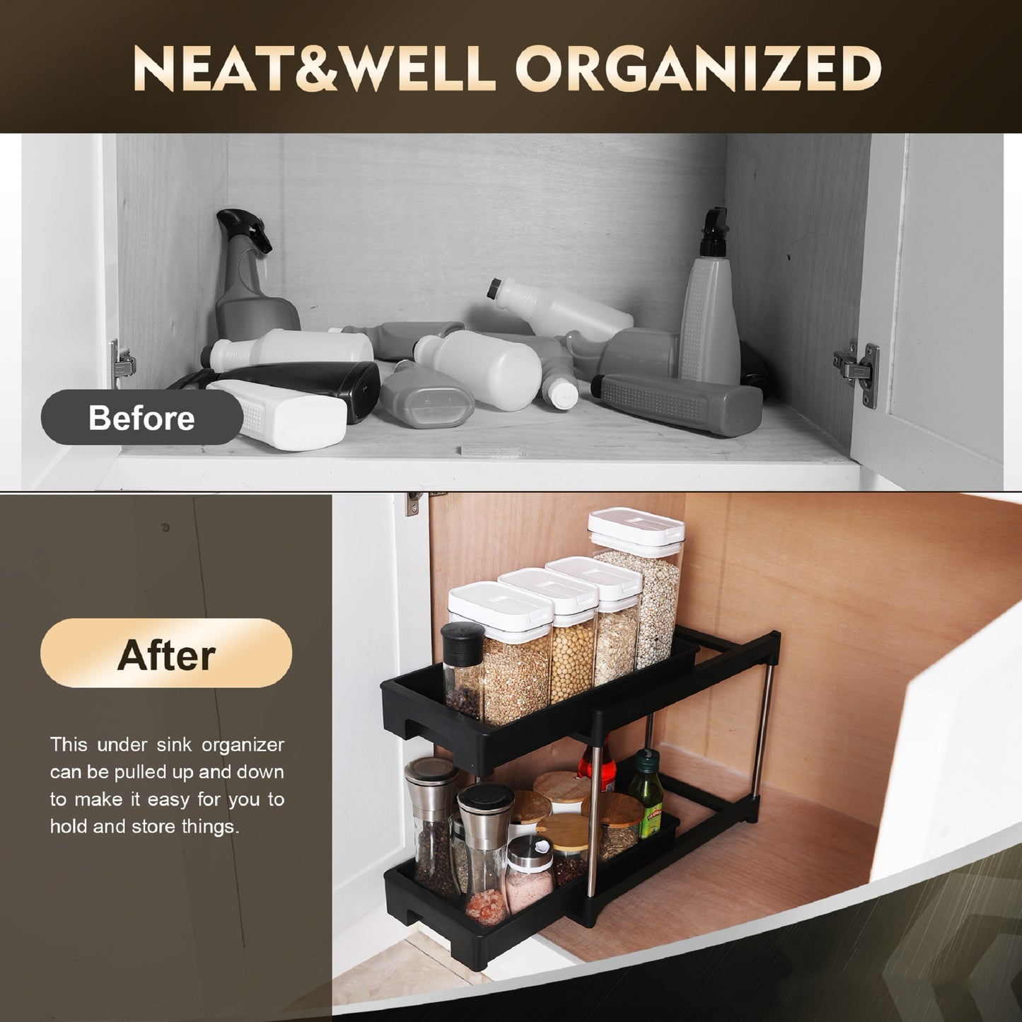 Double-Drawer Storage Rack – Easy 30s Installation & Multi-Purpose Design