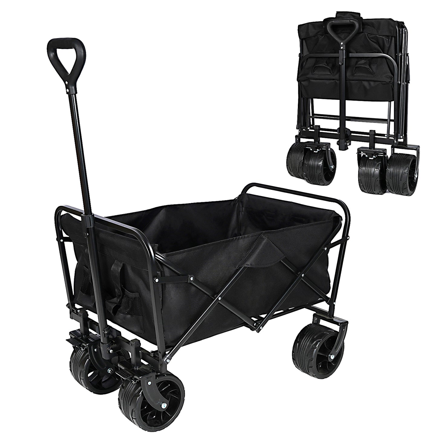 All-Terrain Folding Cart with Adjustable Handle & Dual Brakes