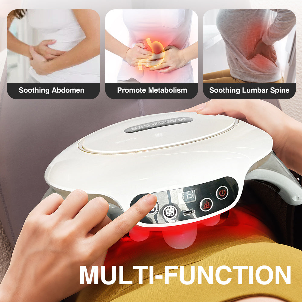 Wireless Heated Abdominal Massager with 3D Kneading & Adjustable Intensity