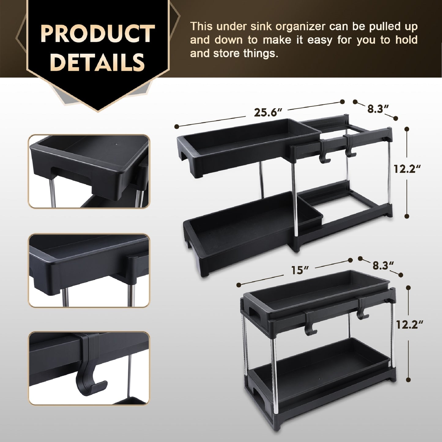 Double-Drawer Storage Rack – Easy 30s Installation & Multi-Purpose Design