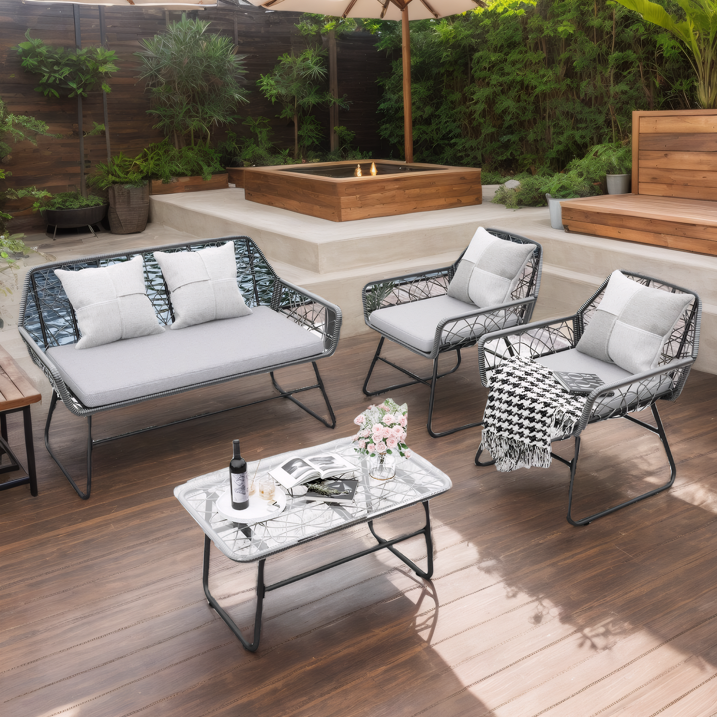 4-Piece Wicker Weave Leisure Set – Unique Handcrafted Design