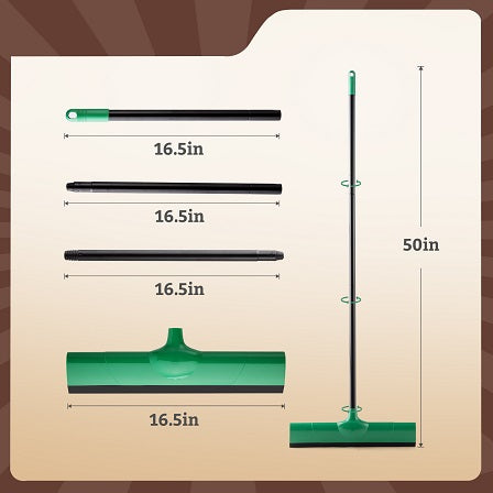Green Silicone Squeegee – Adjustable Handle & Static-Attracting Edge for Hair & Dust