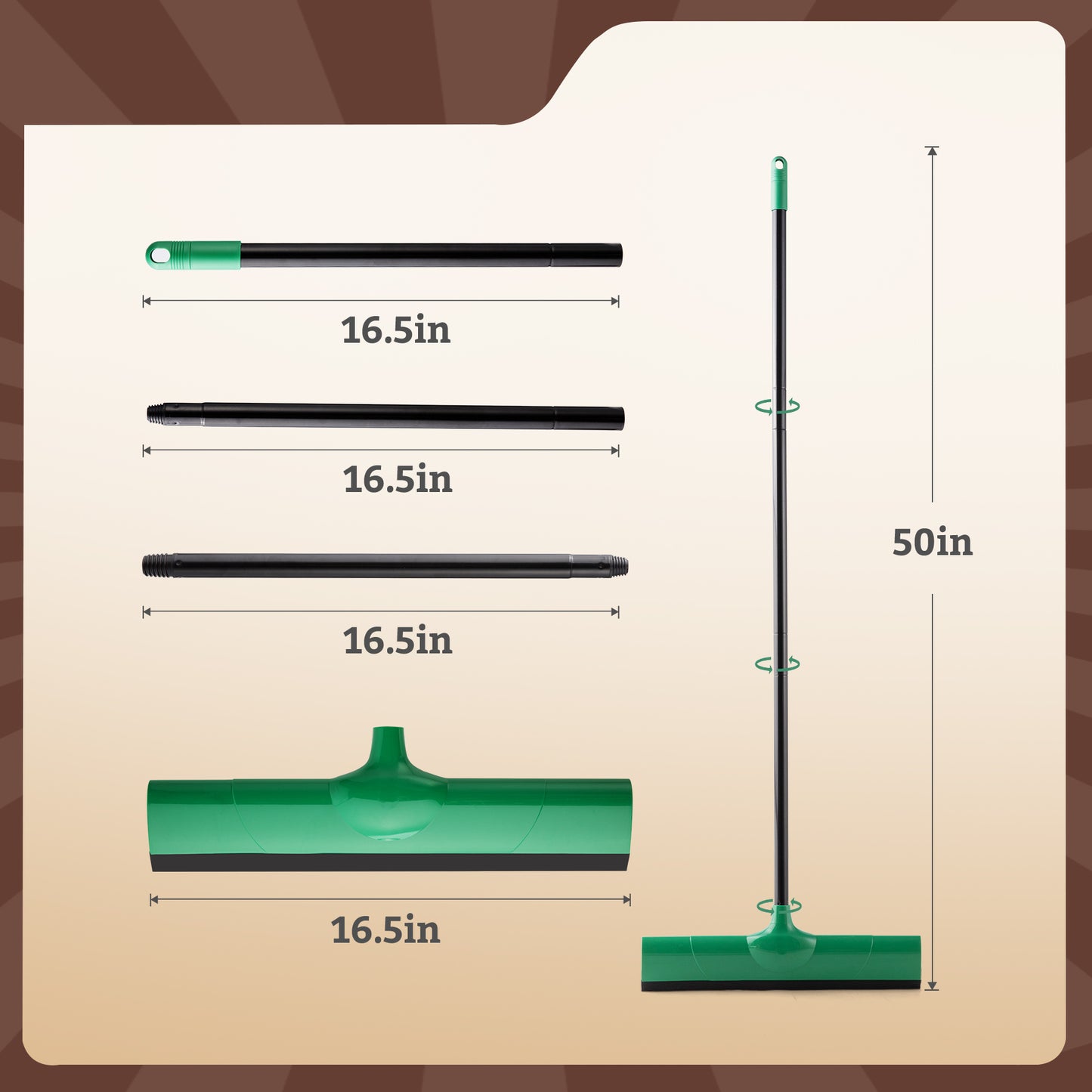 Green Silicone Squeegee – Adjustable Handle & Static-Attracting Edge for Hair & Dust