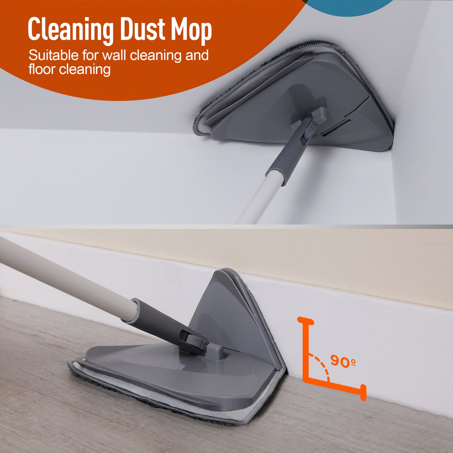 360° Triangular Mop – Adjustable Handle & Ultra-Absorbent Microfiber Pad
