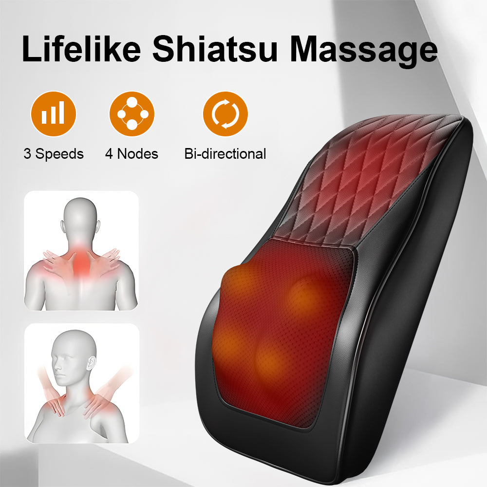 Ergonomic 3D Kneading Massage Cushion with Heat & Adjustable Intensity