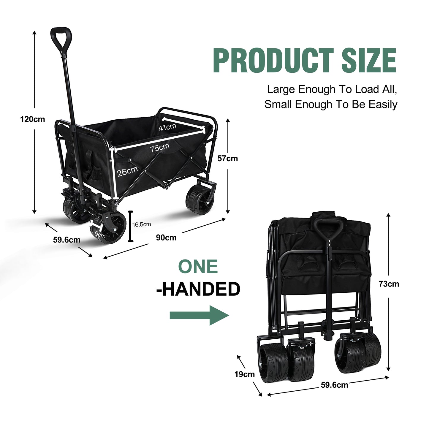 All-Terrain Folding Cart with Adjustable Handle & Dual Brakes