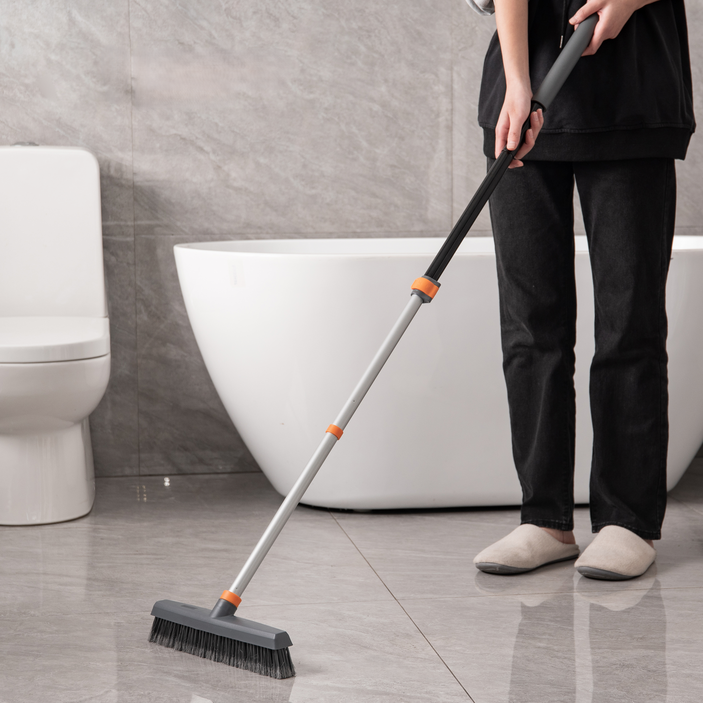 Floor Cleaning Brush – Soft & Stiff Bristles with Rubber Roller for Multi-Surface Cleaning
