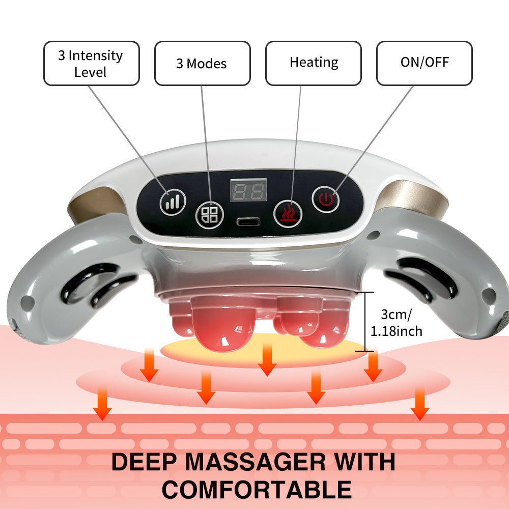 Wireless Heated Abdominal Massager with 3D Kneading & Adjustable Intensity