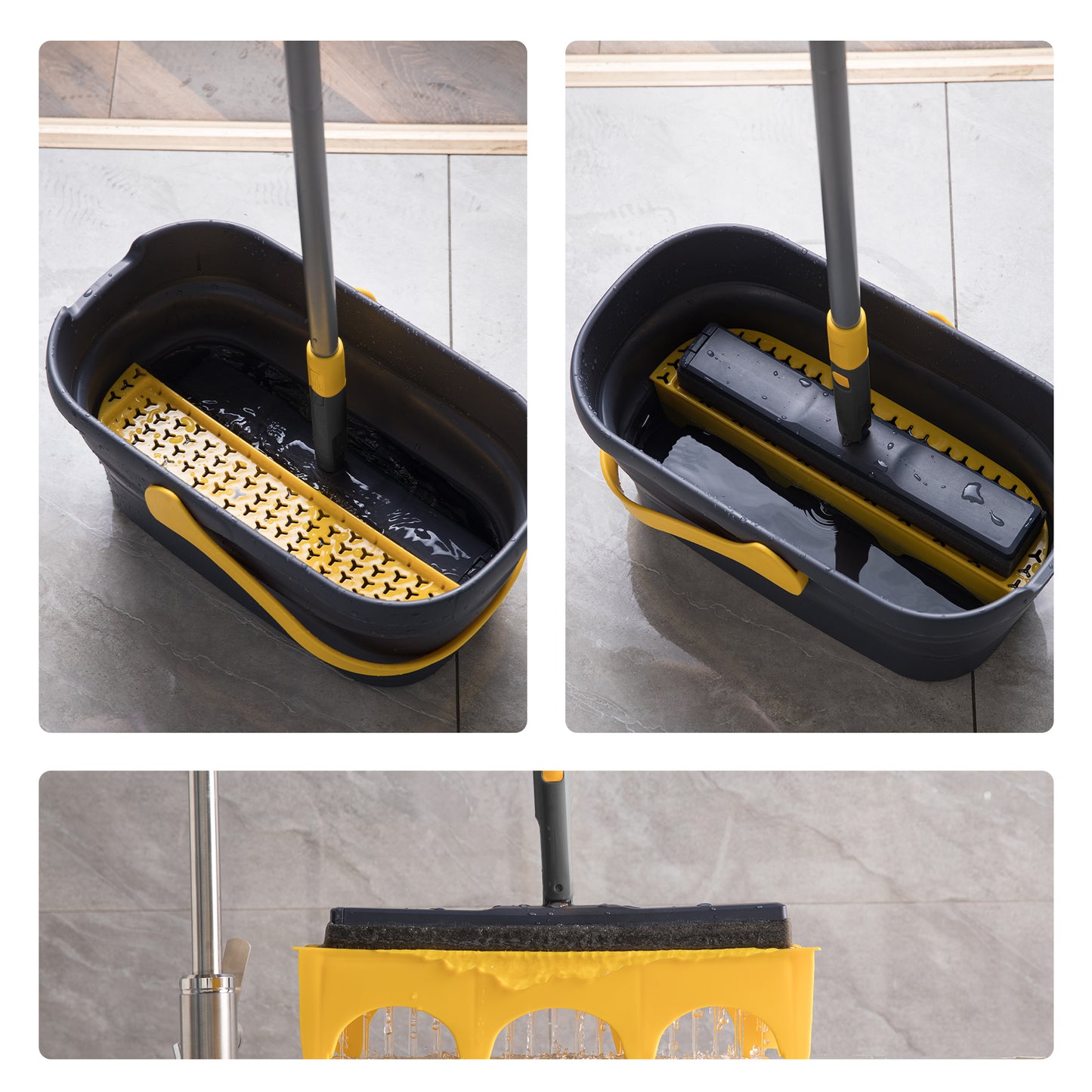 Collapsible Mop & Bucket Set – Space-Saving Design with Easy Squeeze Function