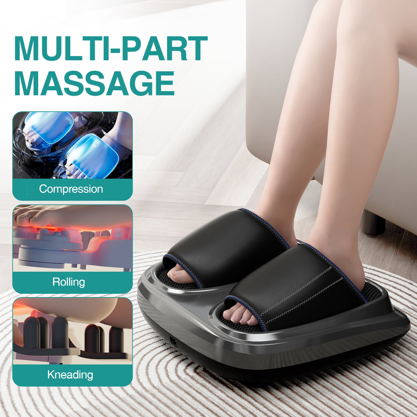 Air Compression Foot Massager with Heat & Adjustable Intensity