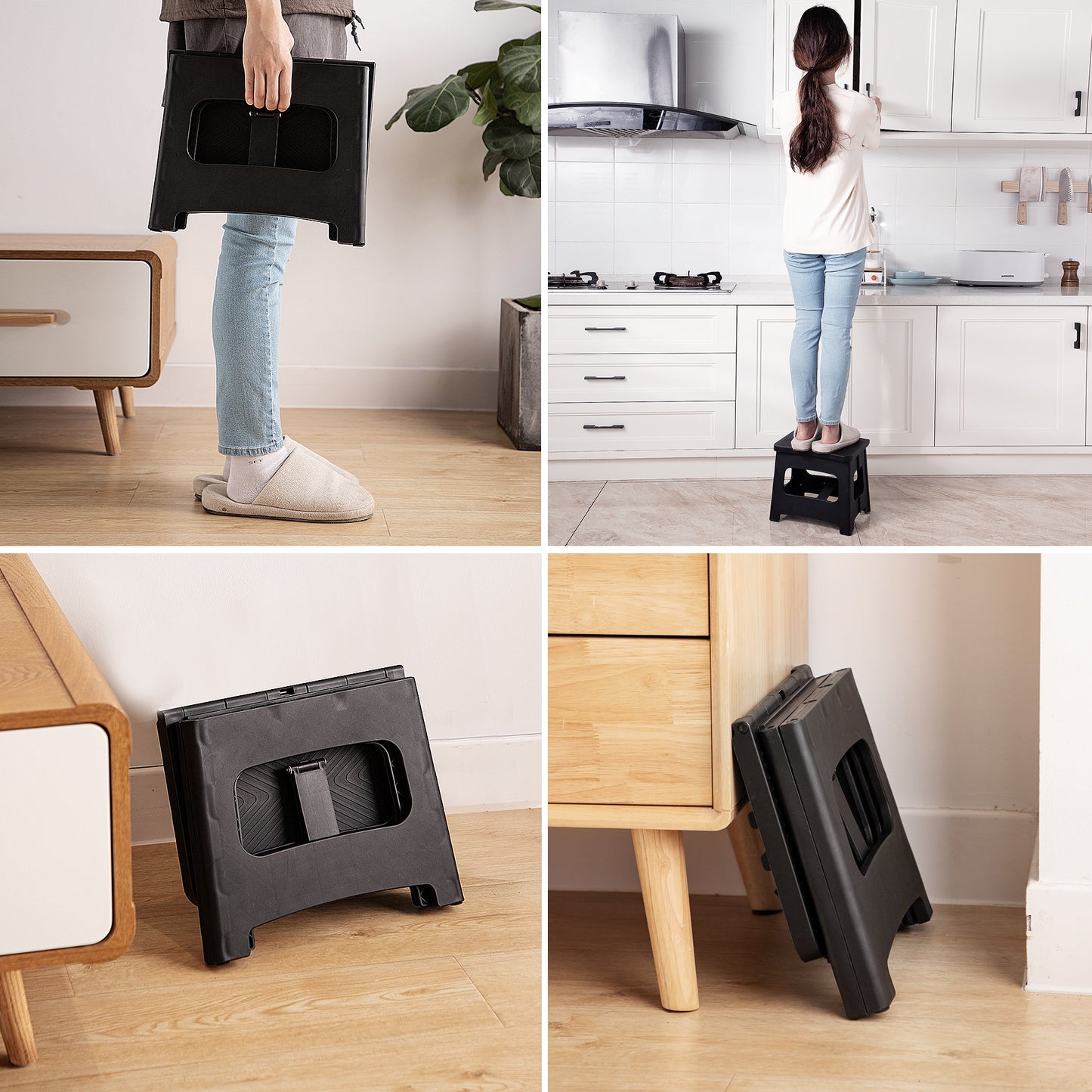 Folding Plastic Step Stool – Durable, Non-Slip Surface & Supports Up to 300lbs
