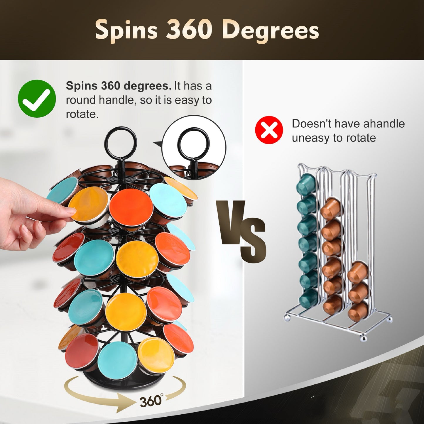 360° Rotating Coffee Bean Rack – Space-Saving, Durable & Easy Access Design