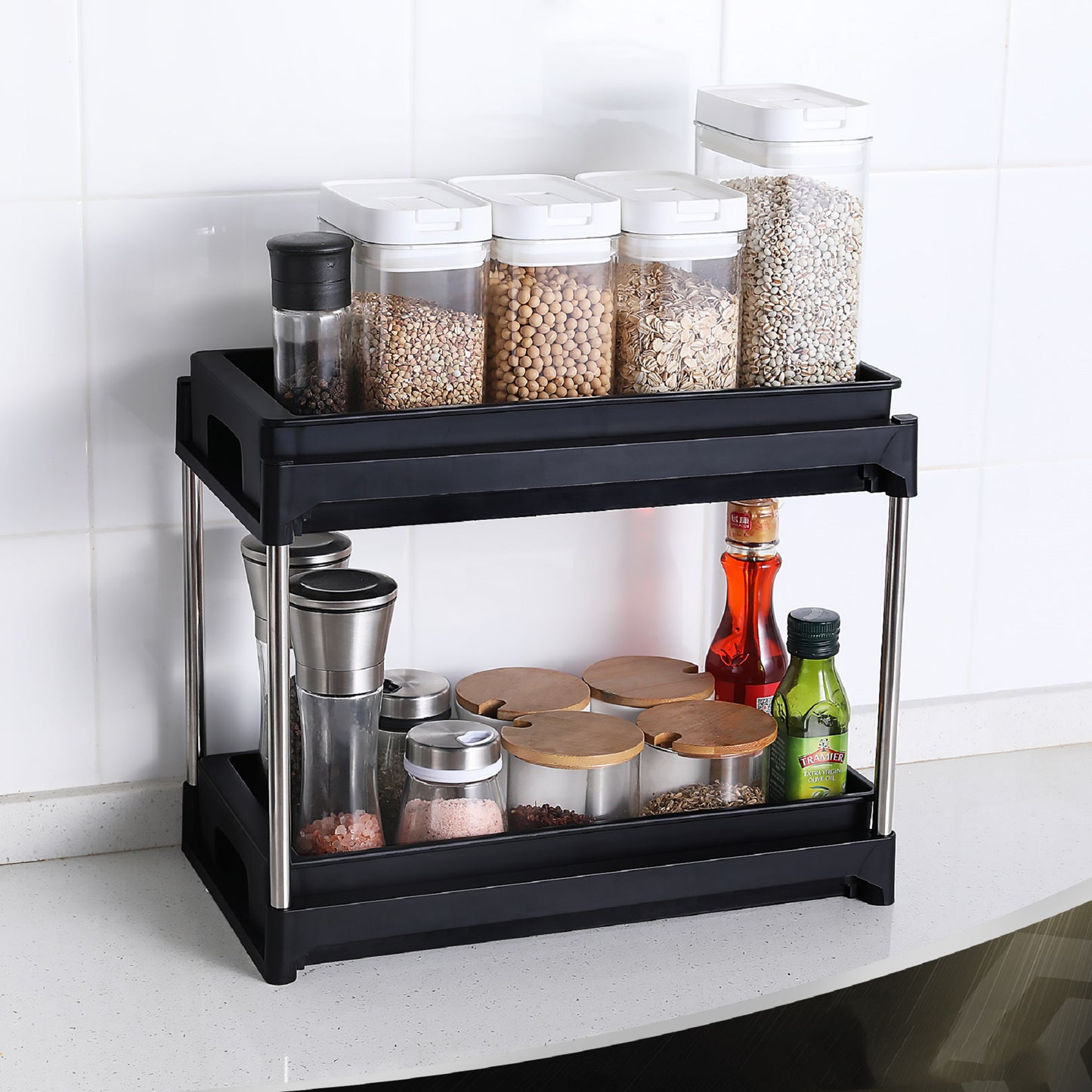 Double-Drawer Storage Rack – Easy 30s Installation & Multi-Purpose Design
