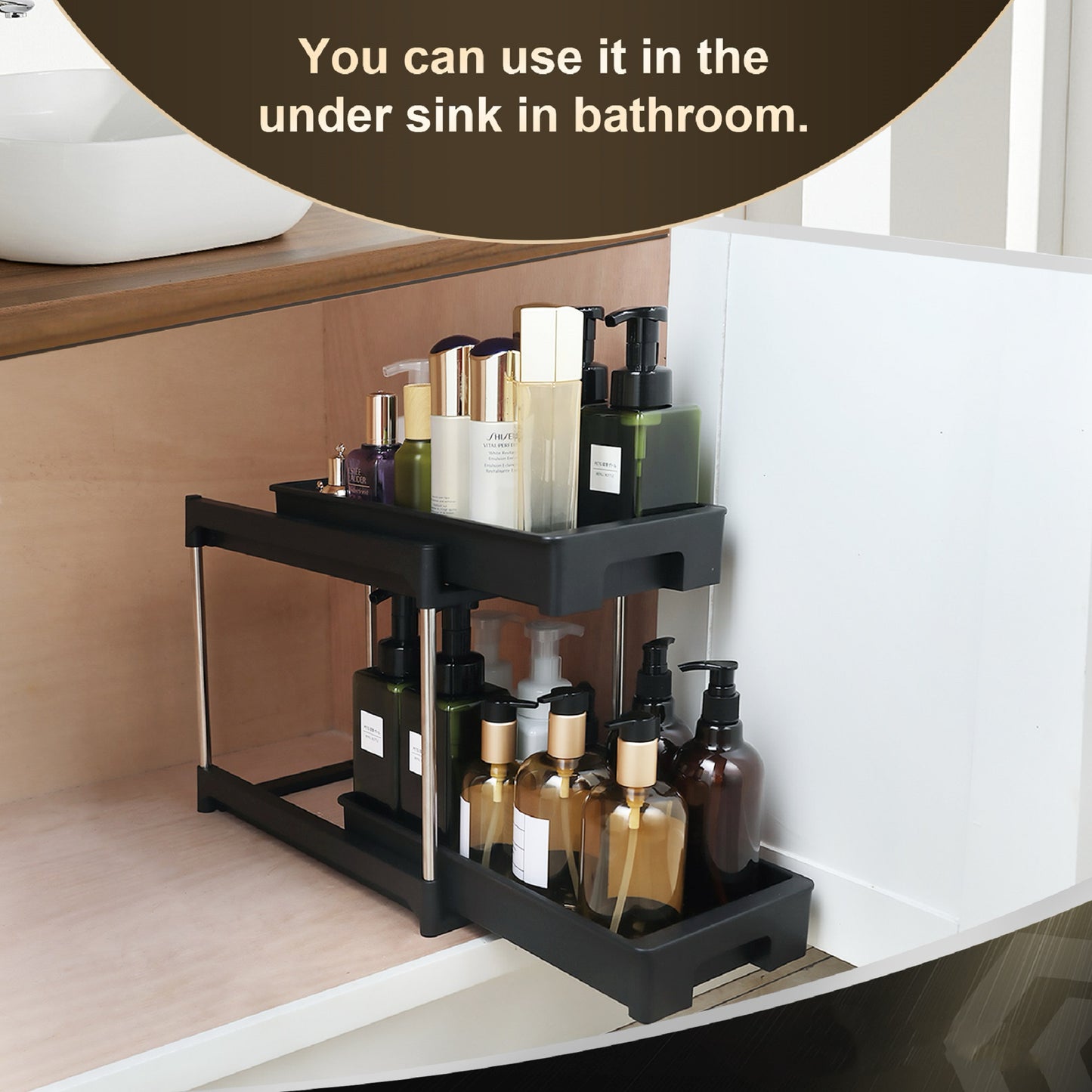 Double-Drawer Storage Rack – Easy 30s Installation & Multi-Purpose Design