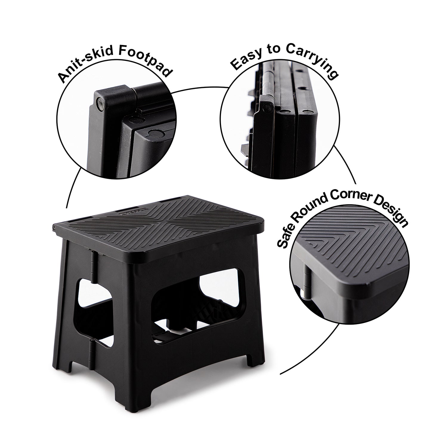 Folding Plastic Step Stool – Durable, Non-Slip Surface & Supports Up to 300lbs