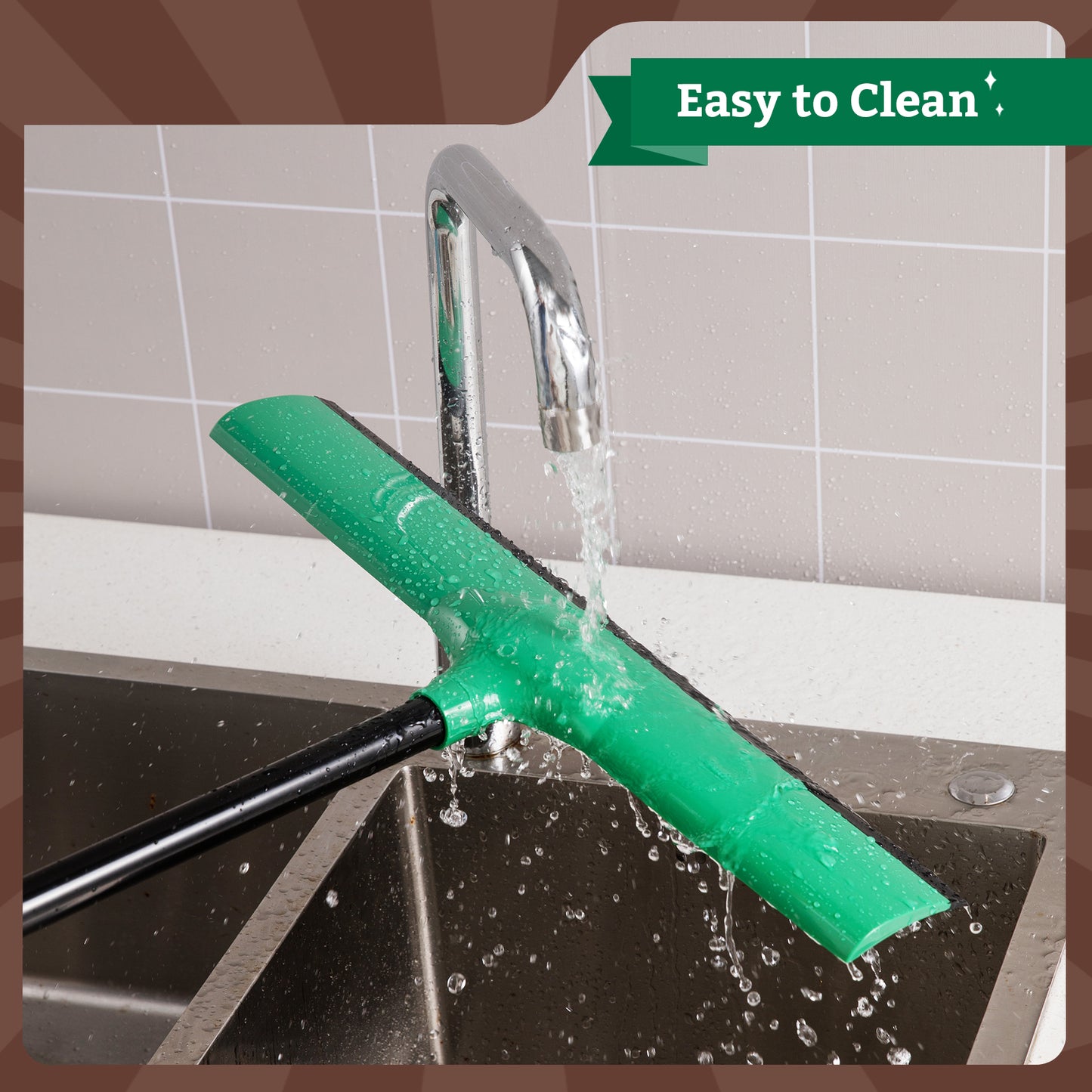 Green Silicone Squeegee – Adjustable Handle & Static-Attracting Edge for Hair & Dust