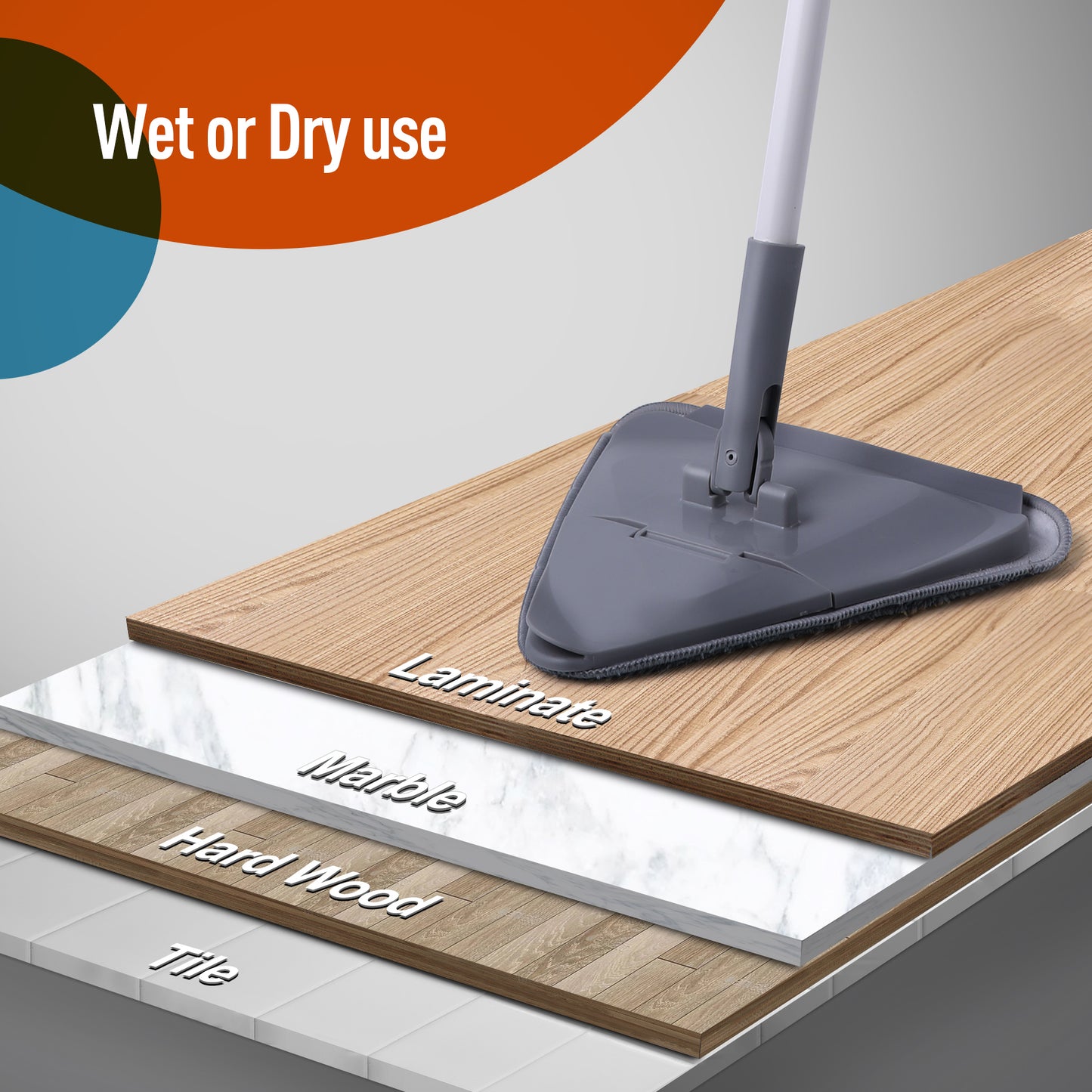 360° Triangular Mop – Adjustable Handle & Ultra-Absorbent Microfiber Pad