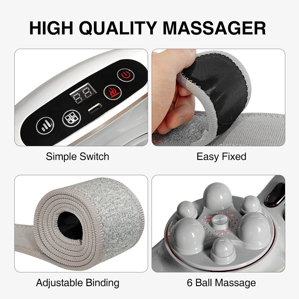Wireless Heated Abdominal Massager with 3D Kneading & Adjustable Intensity