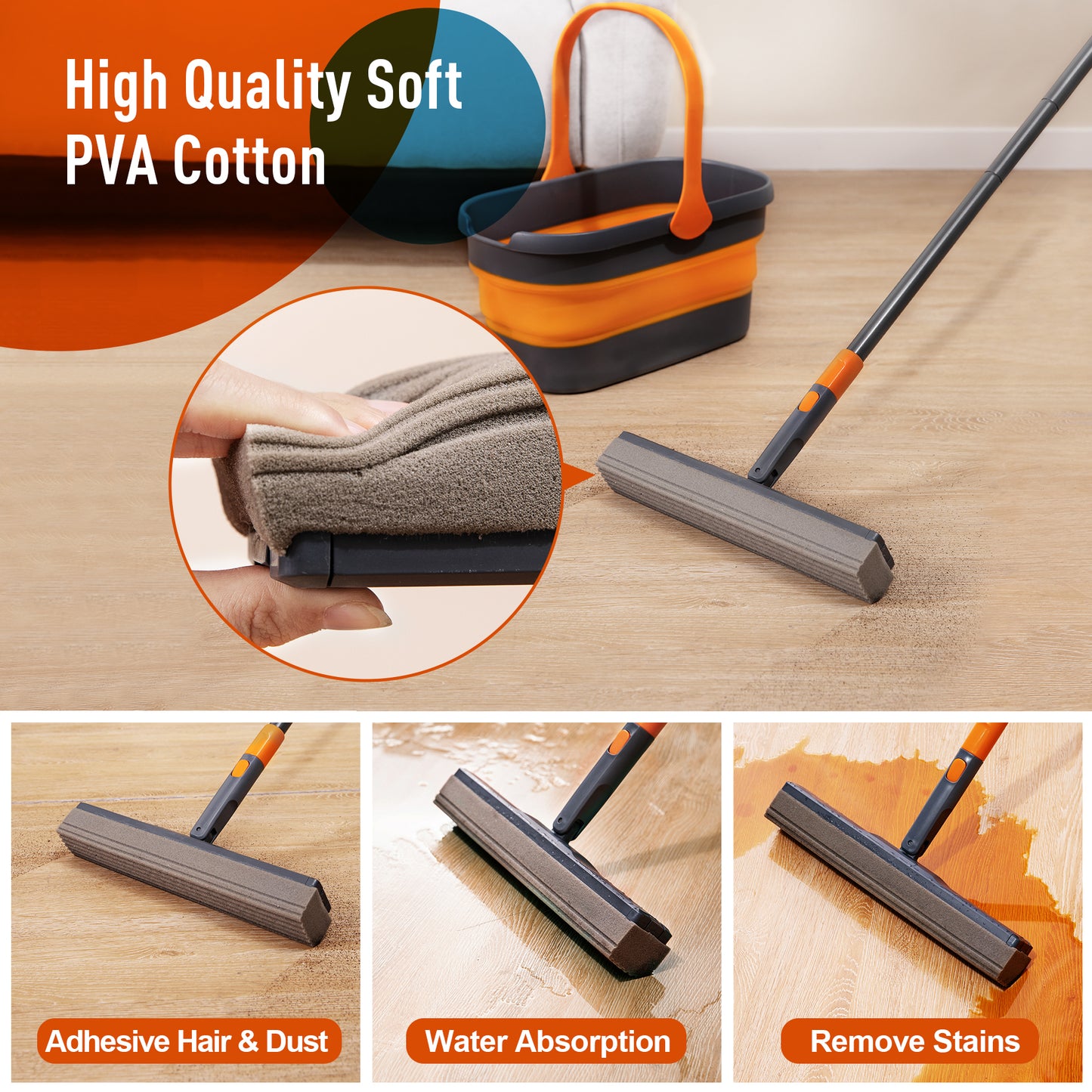 Foldable Mop & Bucket Set – Adjustable Design with Built-In Wringer