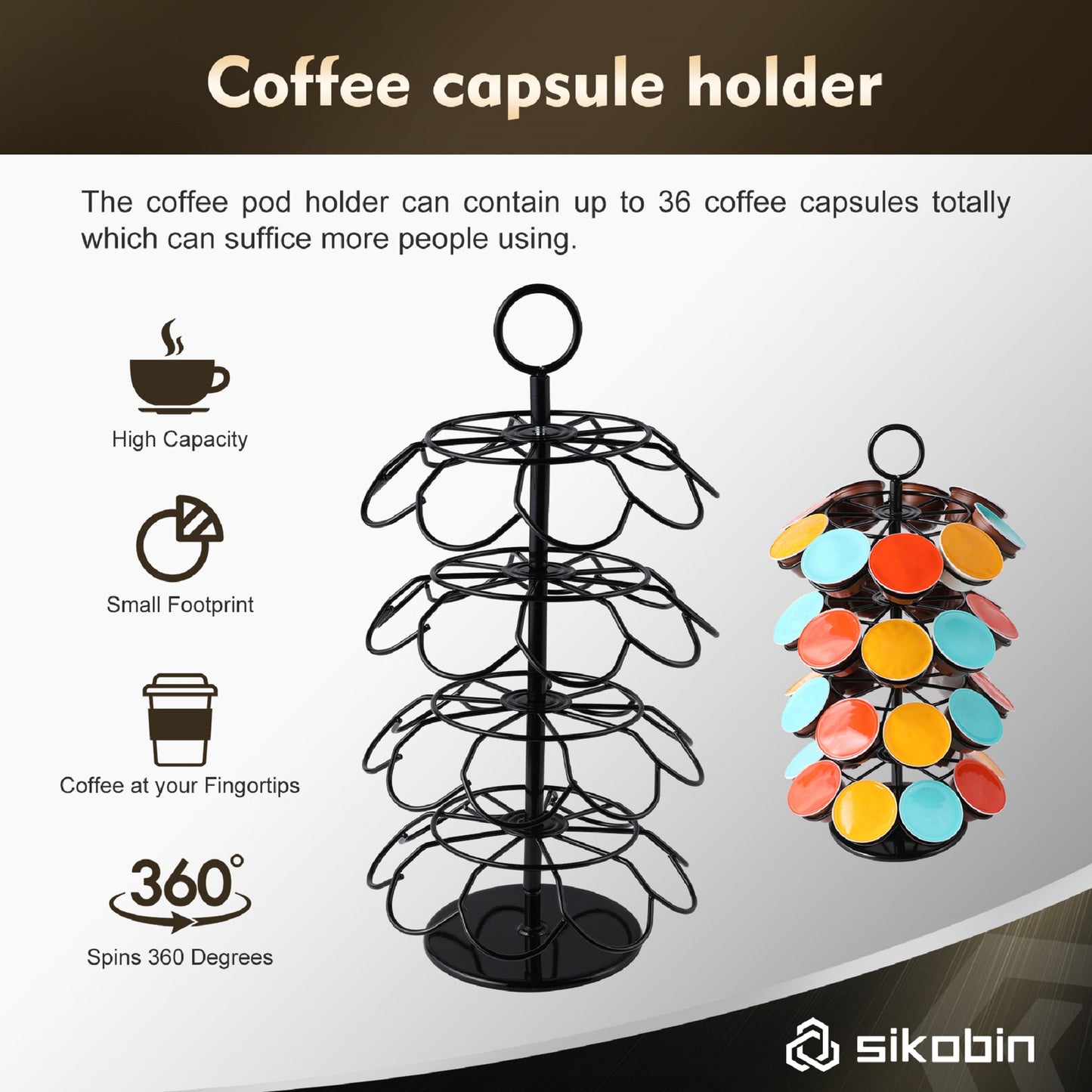 360° Rotating Coffee Bean Rack – Space-Saving, Durable & Easy Access Design