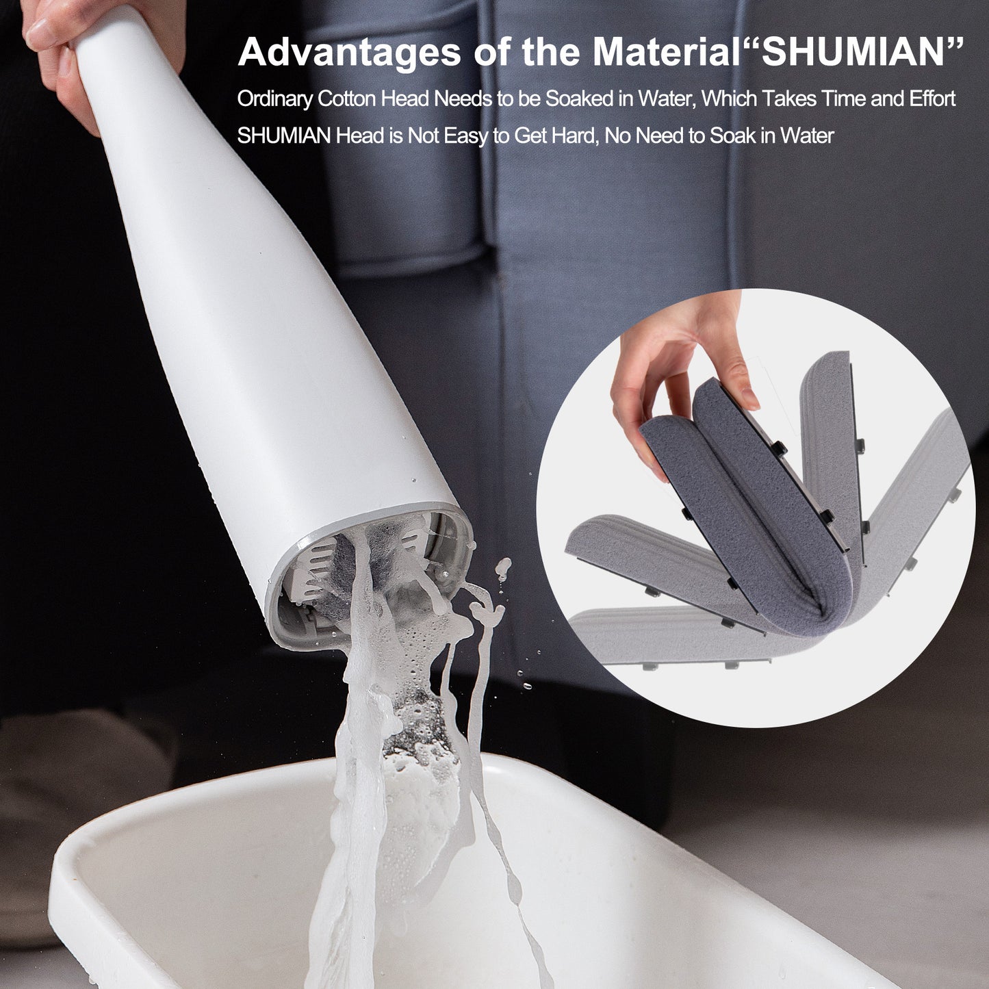 360° Sponge Mop – Built-In Wringer & Super Absorbent Head