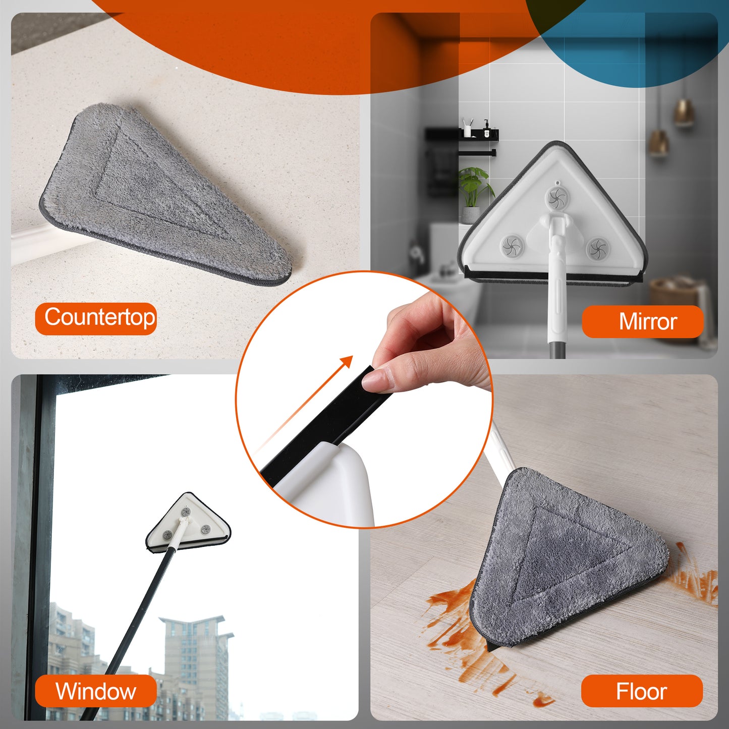 360° Rotating Mop – Adjustable Handle & Microfiber/Disposable Pad for Floors & Walls