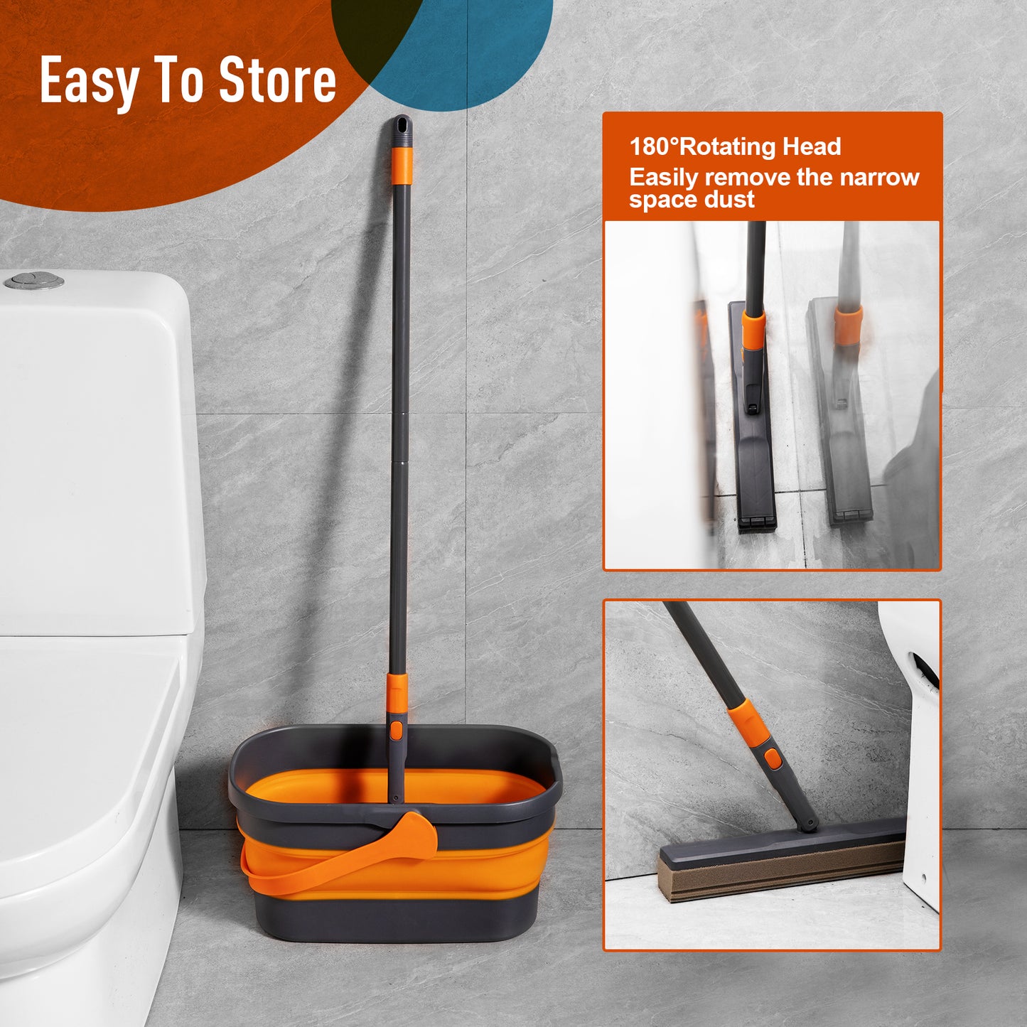 Foldable Mop & Bucket Set – Adjustable Design with Built-In Wringer