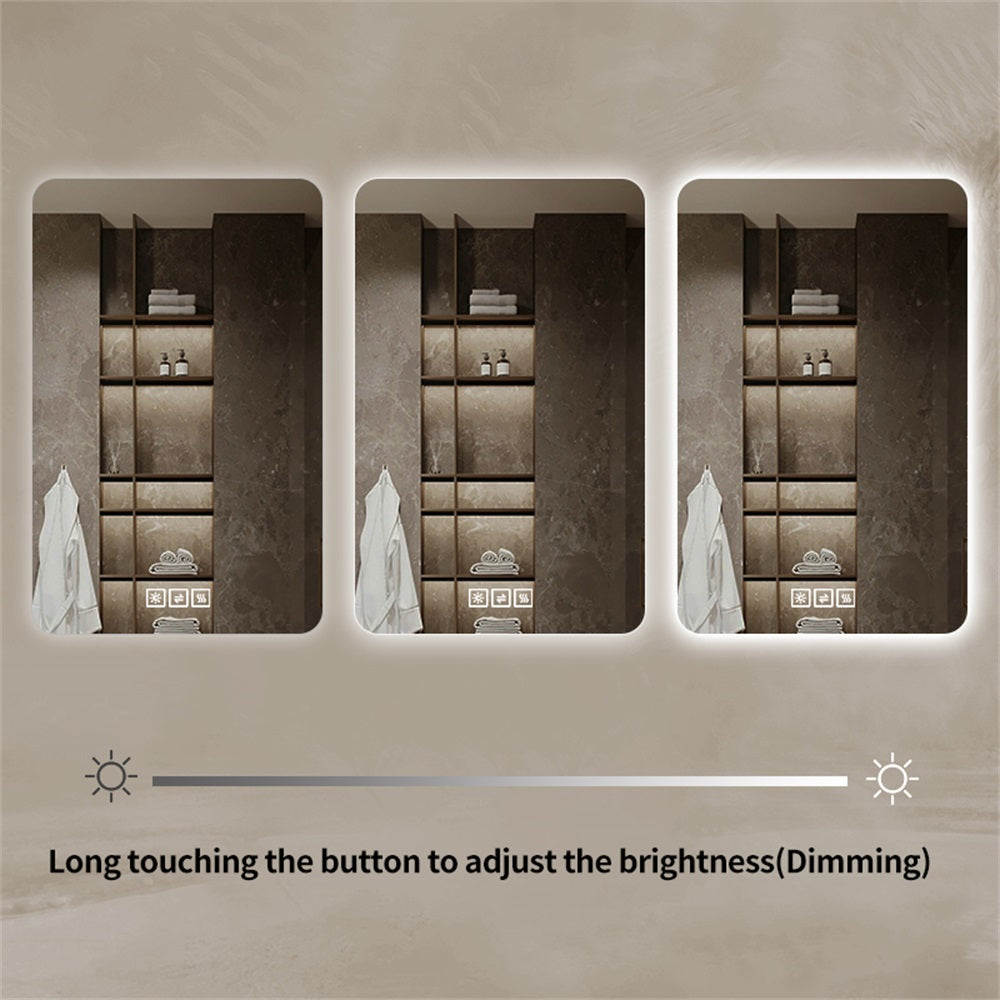 Frameless Rounded Bathroom Mirror with 3-Color Dimming & Heat Rear Window LY-03