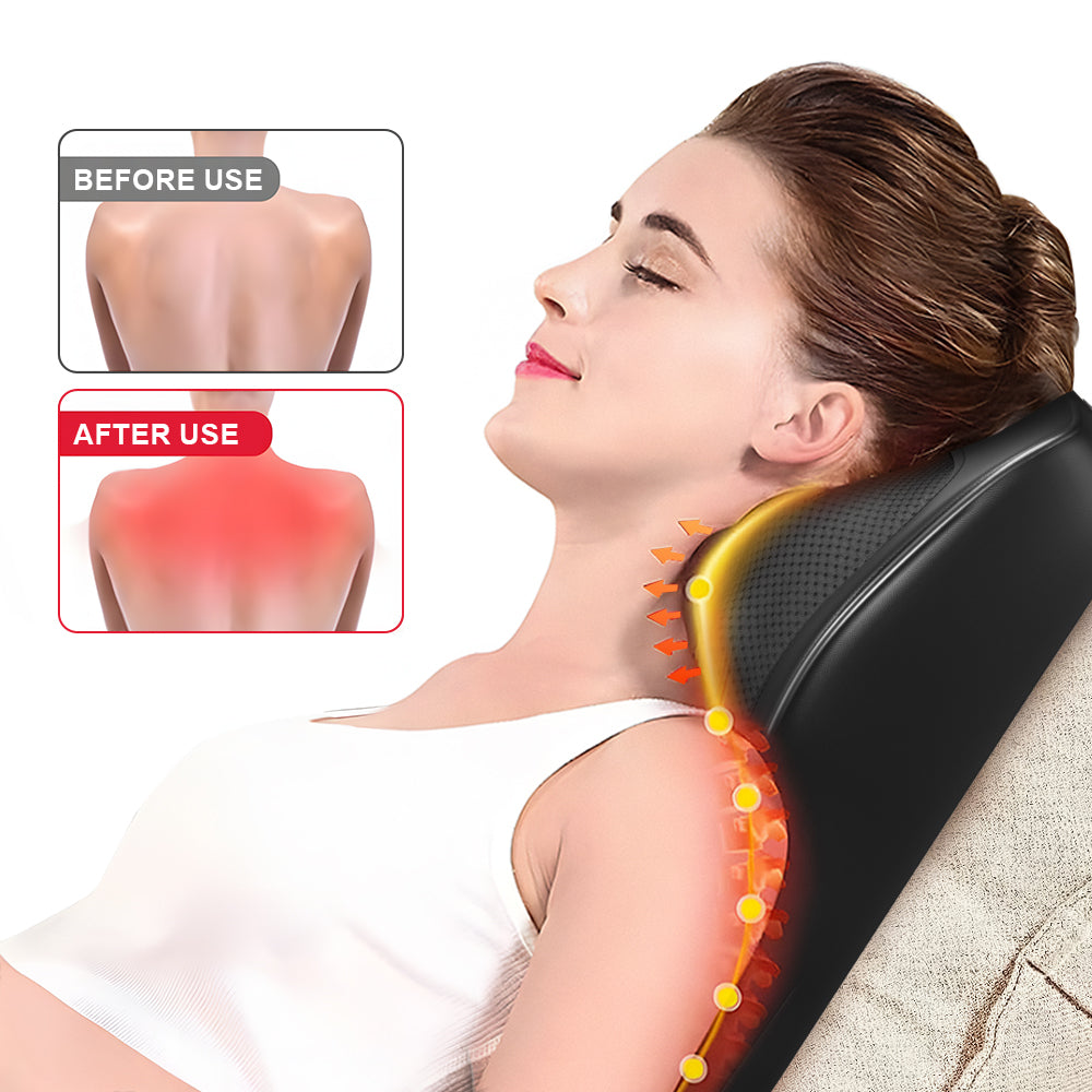 Ergonomic 3D Kneading Massage Cushion with Heat & Adjustable Intensity