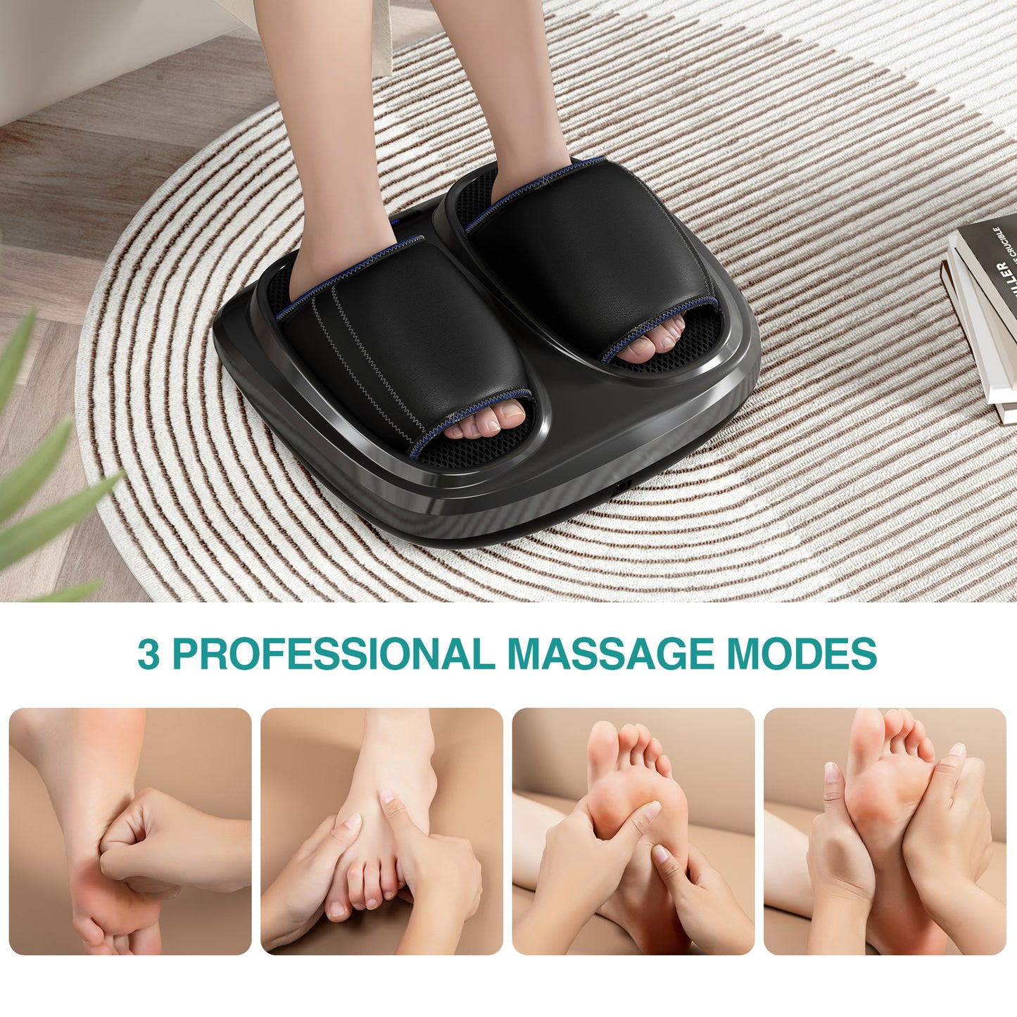 Air Compression Foot Massager with Heat & Adjustable Intensity