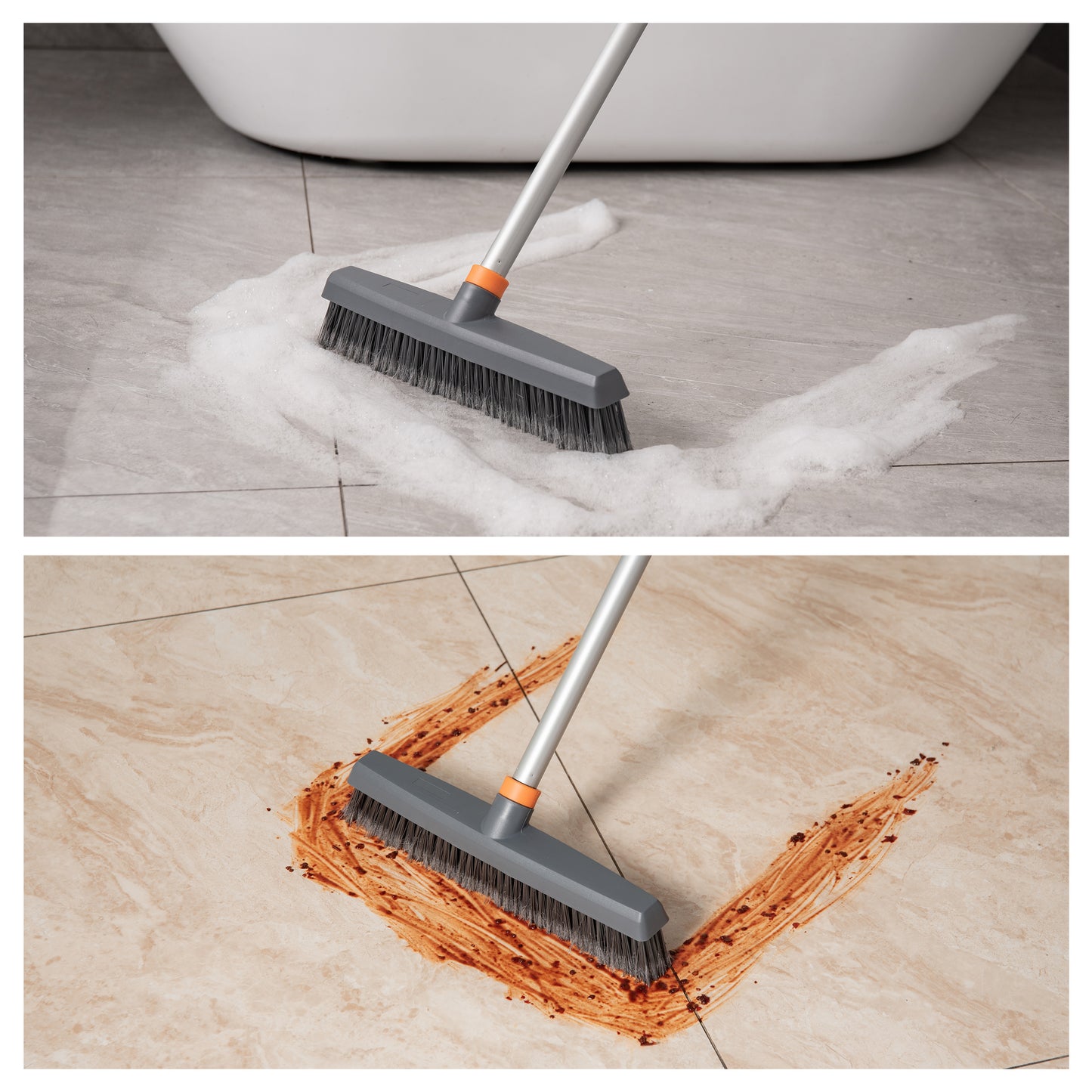 Floor Cleaning Brush – Soft & Stiff Bristles with Rubber Roller for Multi-Surface Cleaning
