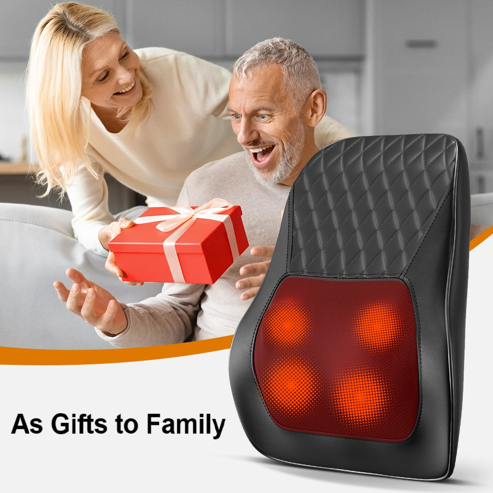 Ergonomic 3D Kneading Massage Cushion with Heat & Adjustable Intensity