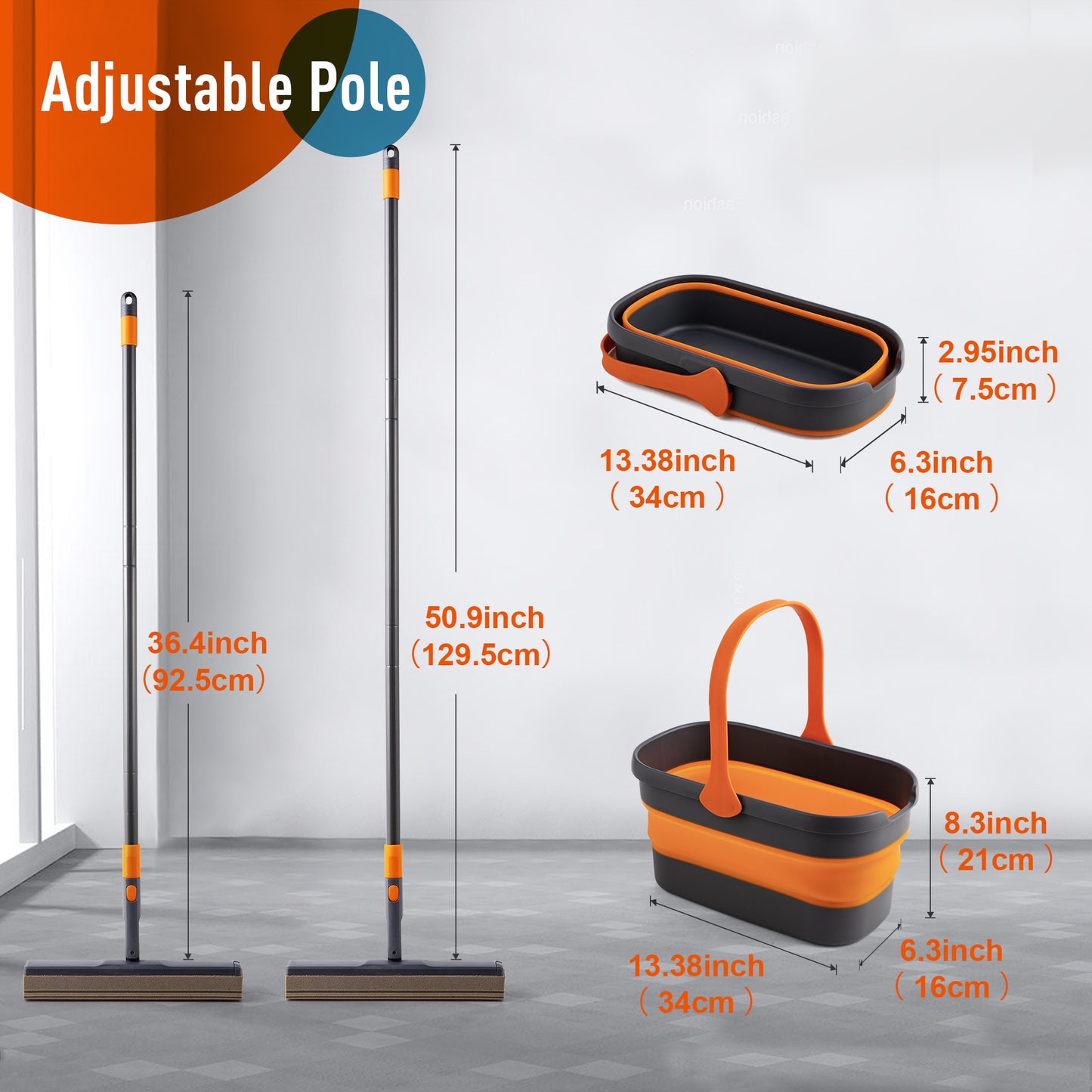 Foldable Mop & Bucket Set – Adjustable Design with Built-In Wringer