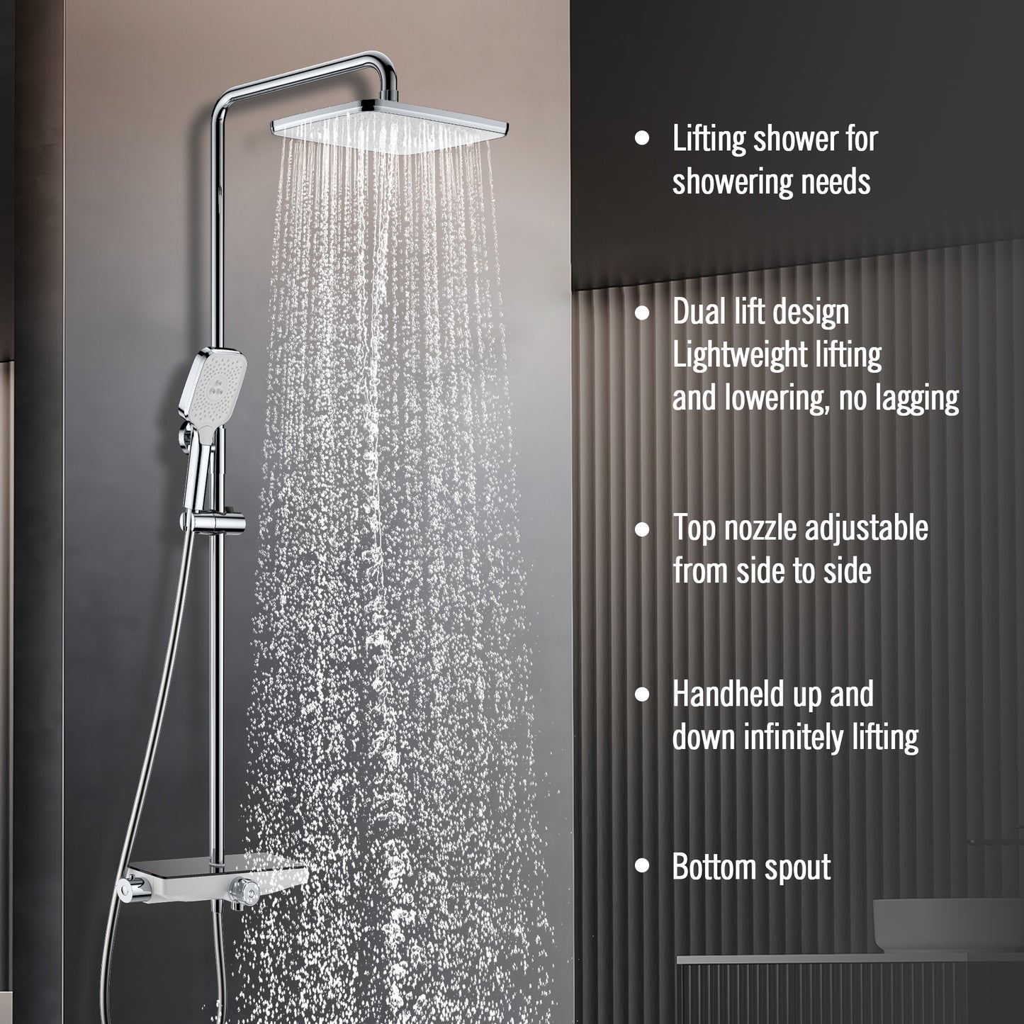 3-Function Shower Set with Copper Body & Zinc Alloy Handle