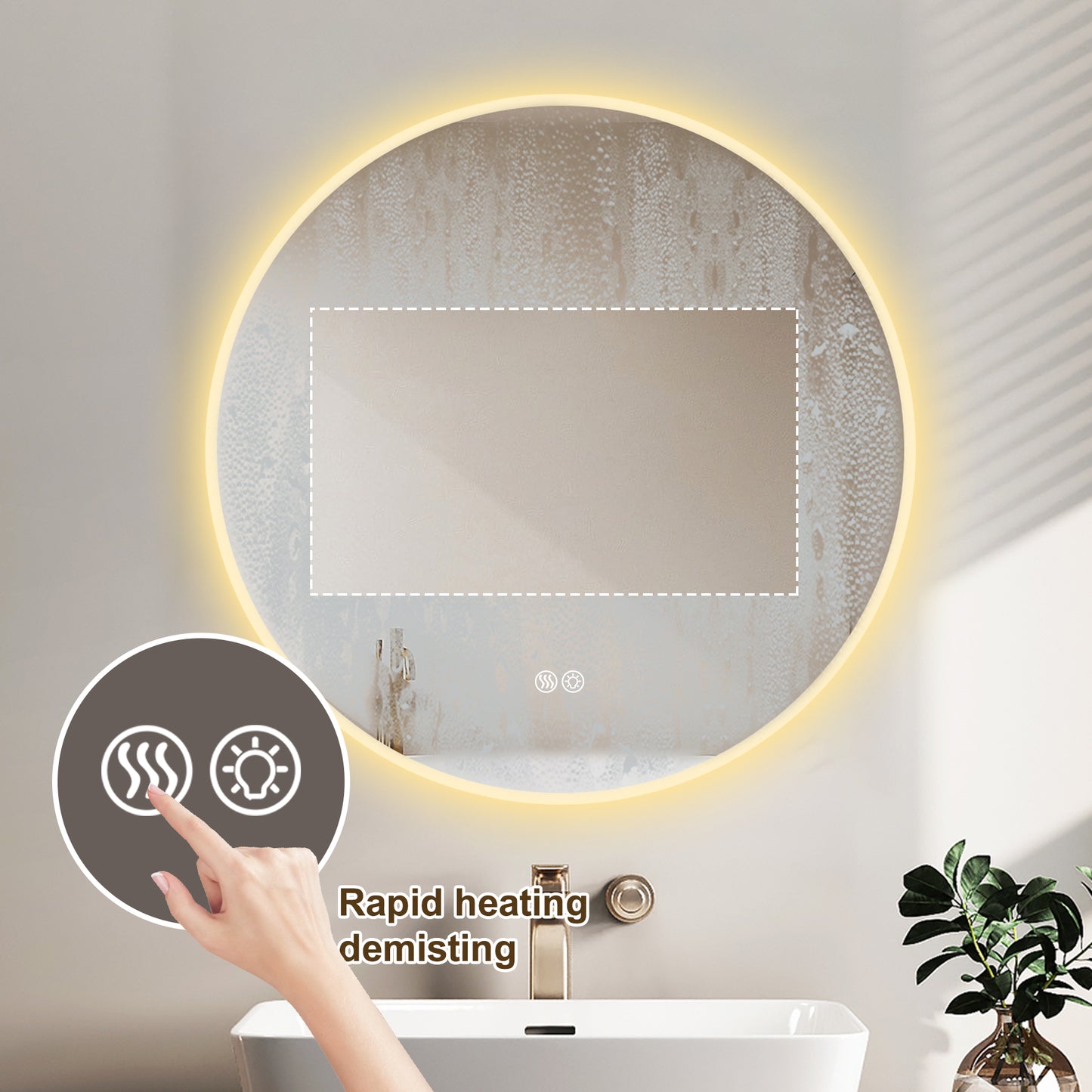Frameless Round Bathroom Mirror with Light YL026