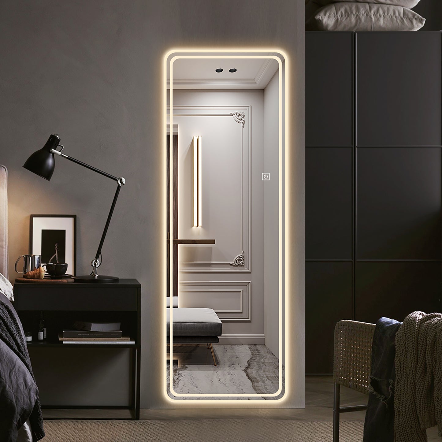 65" Sleek Rimless Dress Mirror with Integrated Lighting & Single-Button Control LY-15