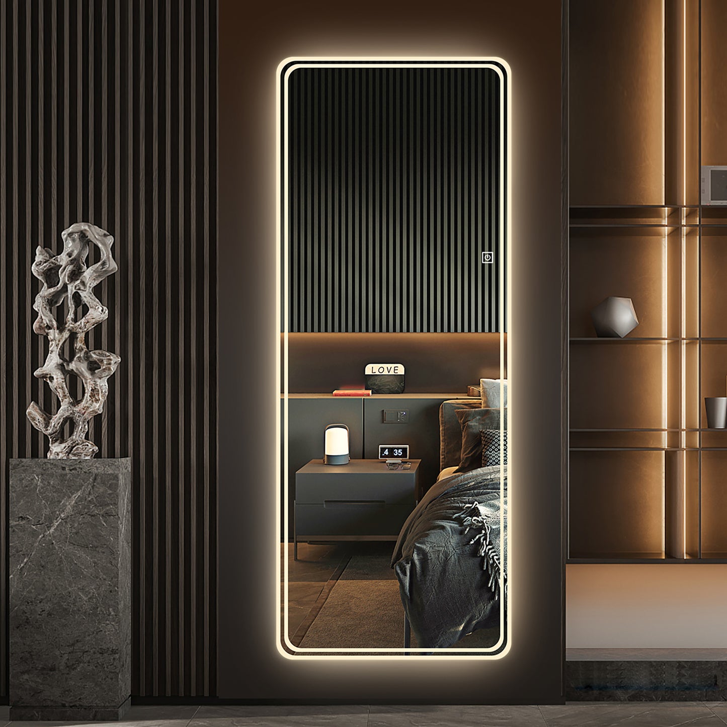 65" Sleek Rimless Dress Mirror with Integrated Lighting & Single-Button Control LY-15