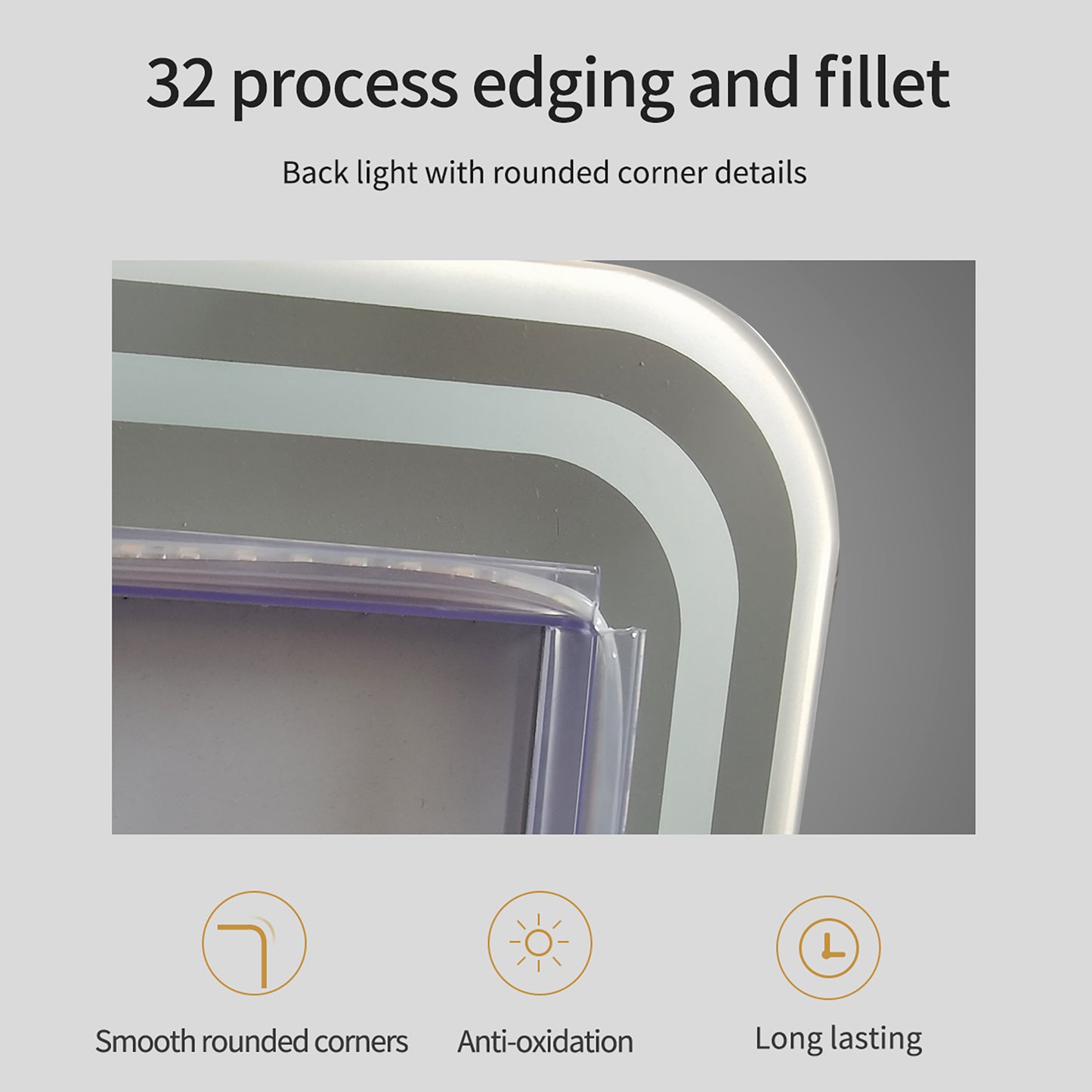 65" Sleek Rimless Dress Mirror with Integrated Lighting & Single-Button Control LY-15