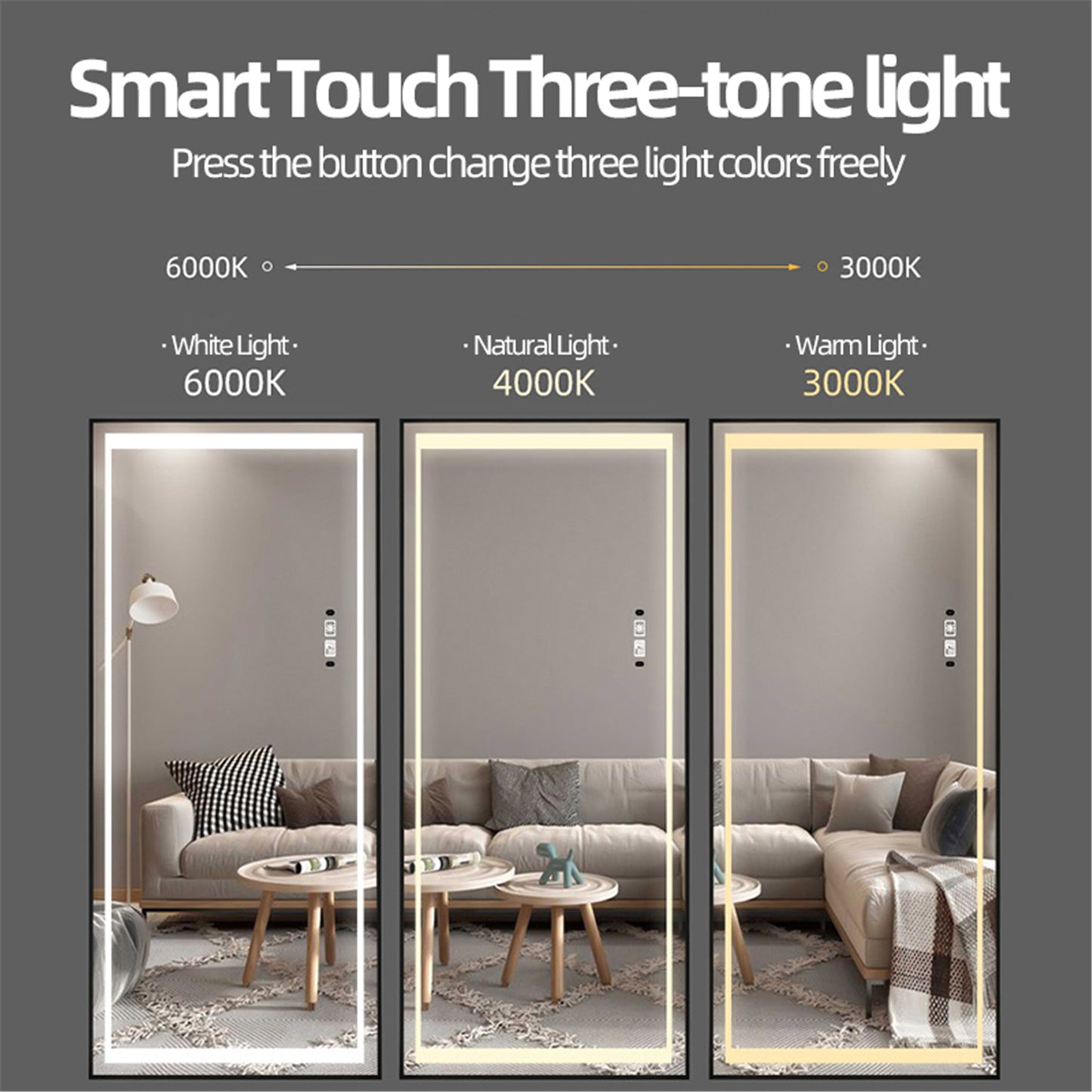 65" Premium Mirror with Motion Sensor Lighting and Multi-Mode Illumination LY-05
